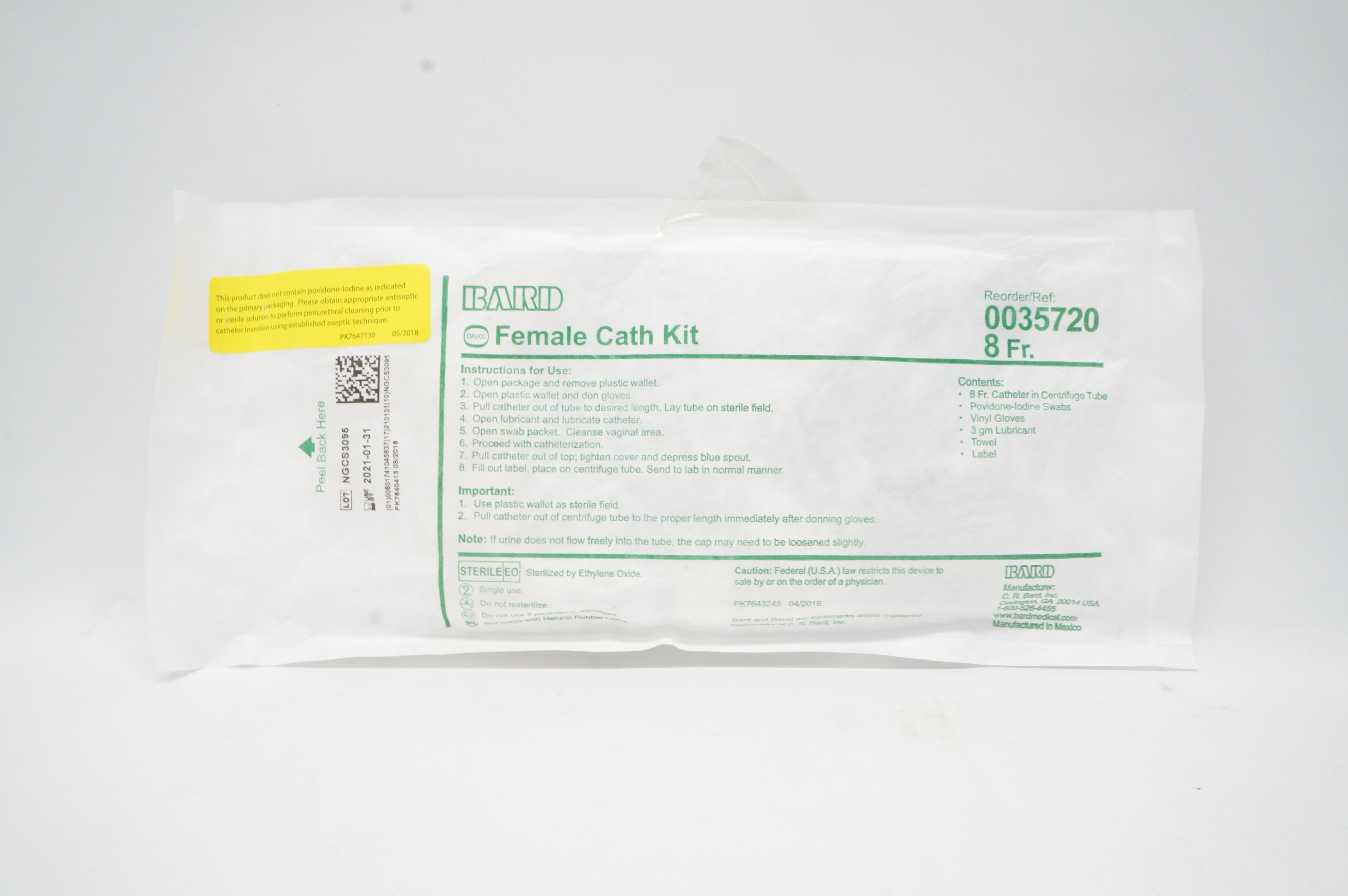 Bard 0035720 Female Cath. Kit 8Fr. (x)