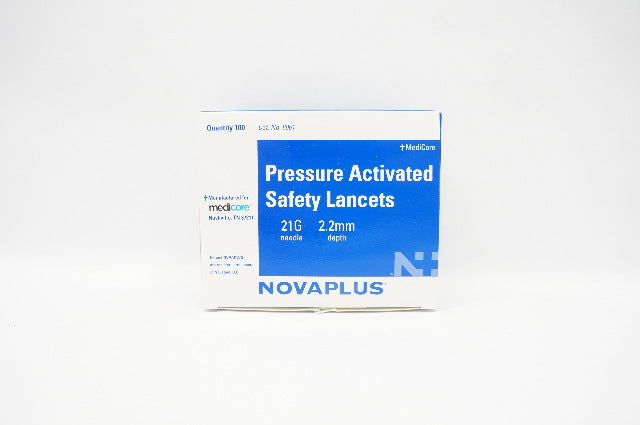 MediCore 8061 NovaPlus Pressure Activated Safety Lancets 21G (x) - Box of 100