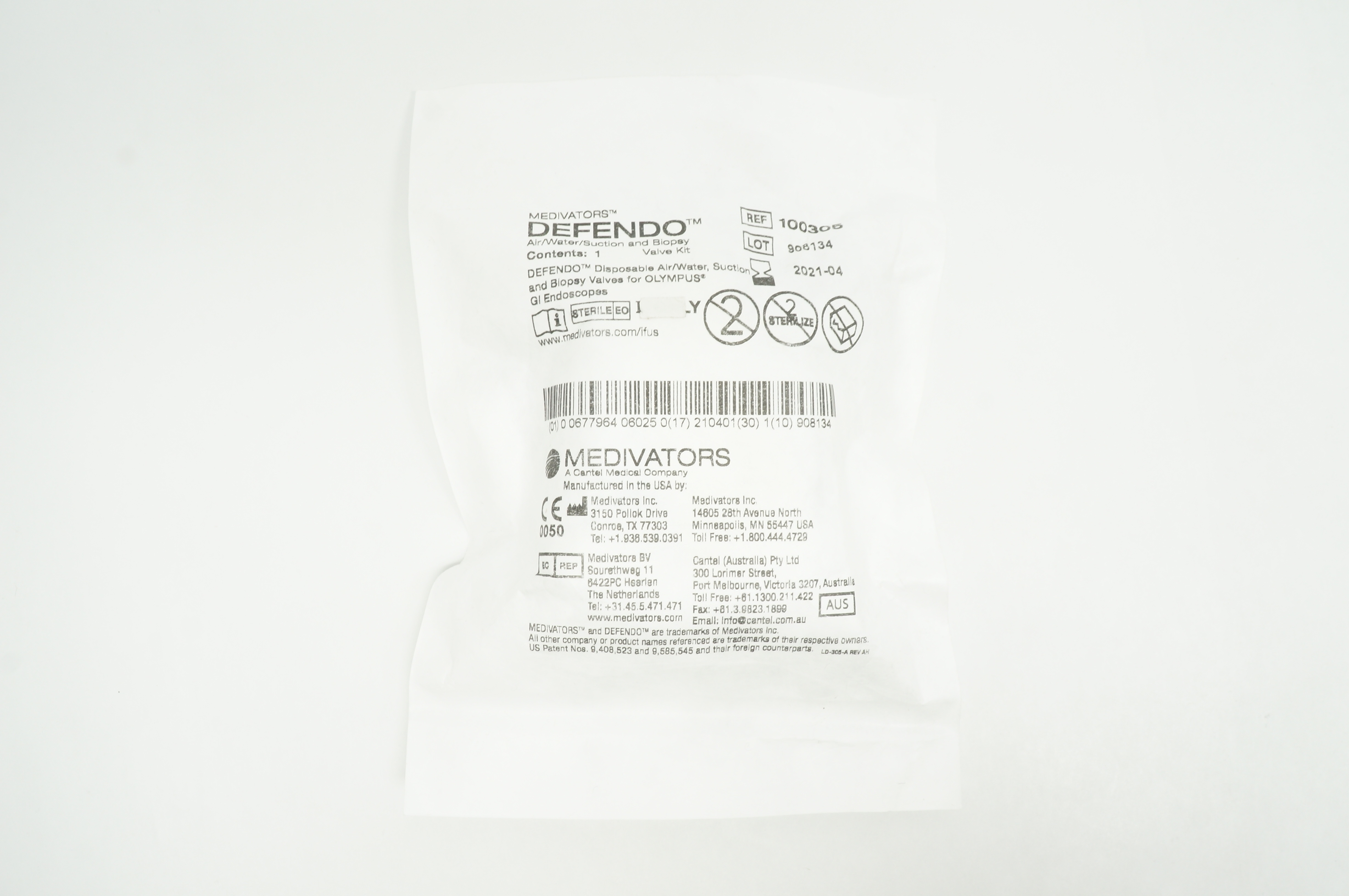 Medivators 100305 Defendo Disposable Air/Water, Suction And Biopsy Valves