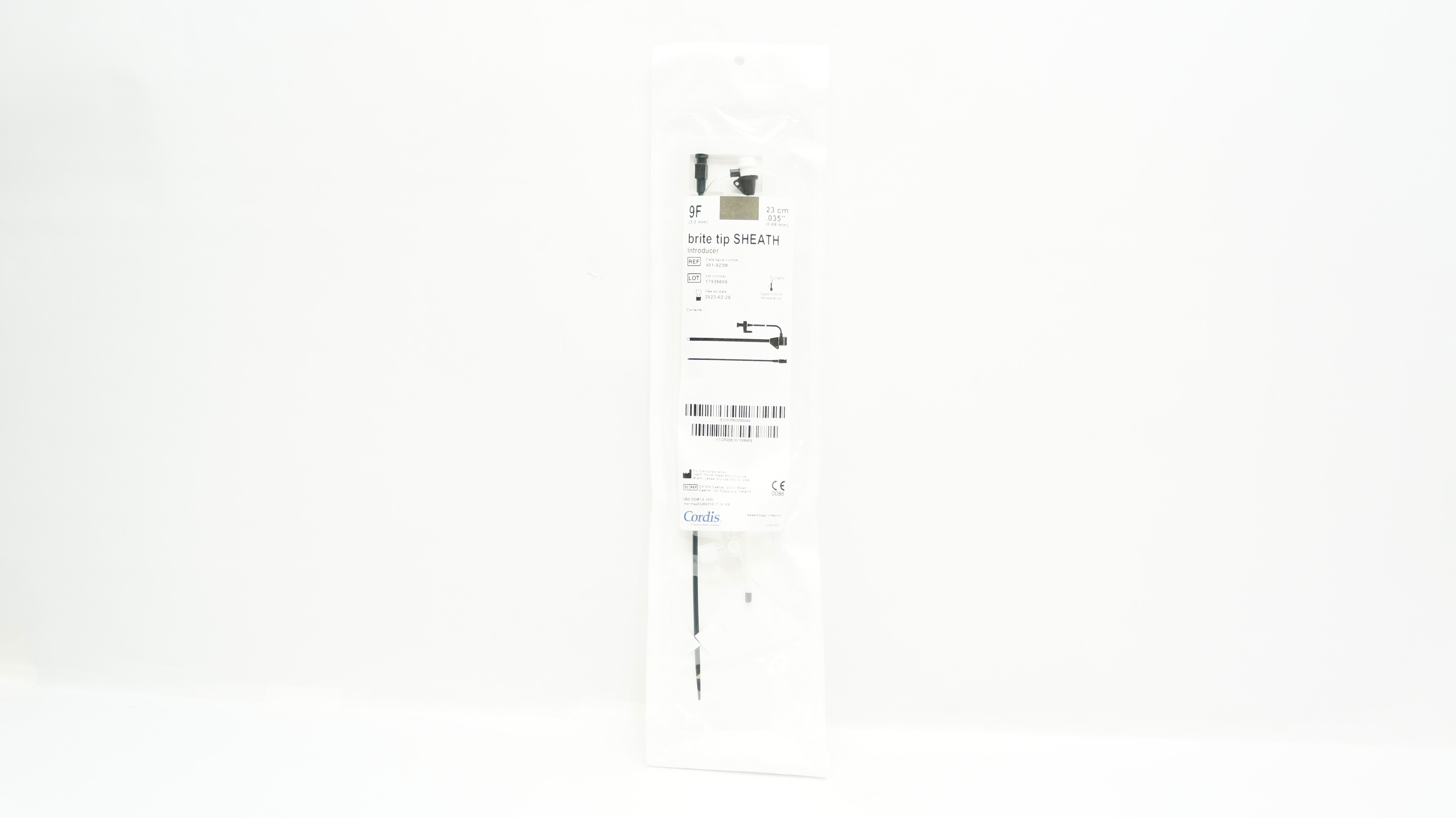 Cordis 401-923M Brite Tip Sheath Introducer 9F x 23cm x .035inch (x)