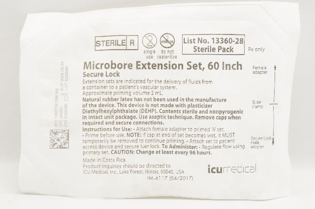 ICU Medical 13360-28 Microbore Extension Set 60inch, Prim. Volume 2mL Approx.