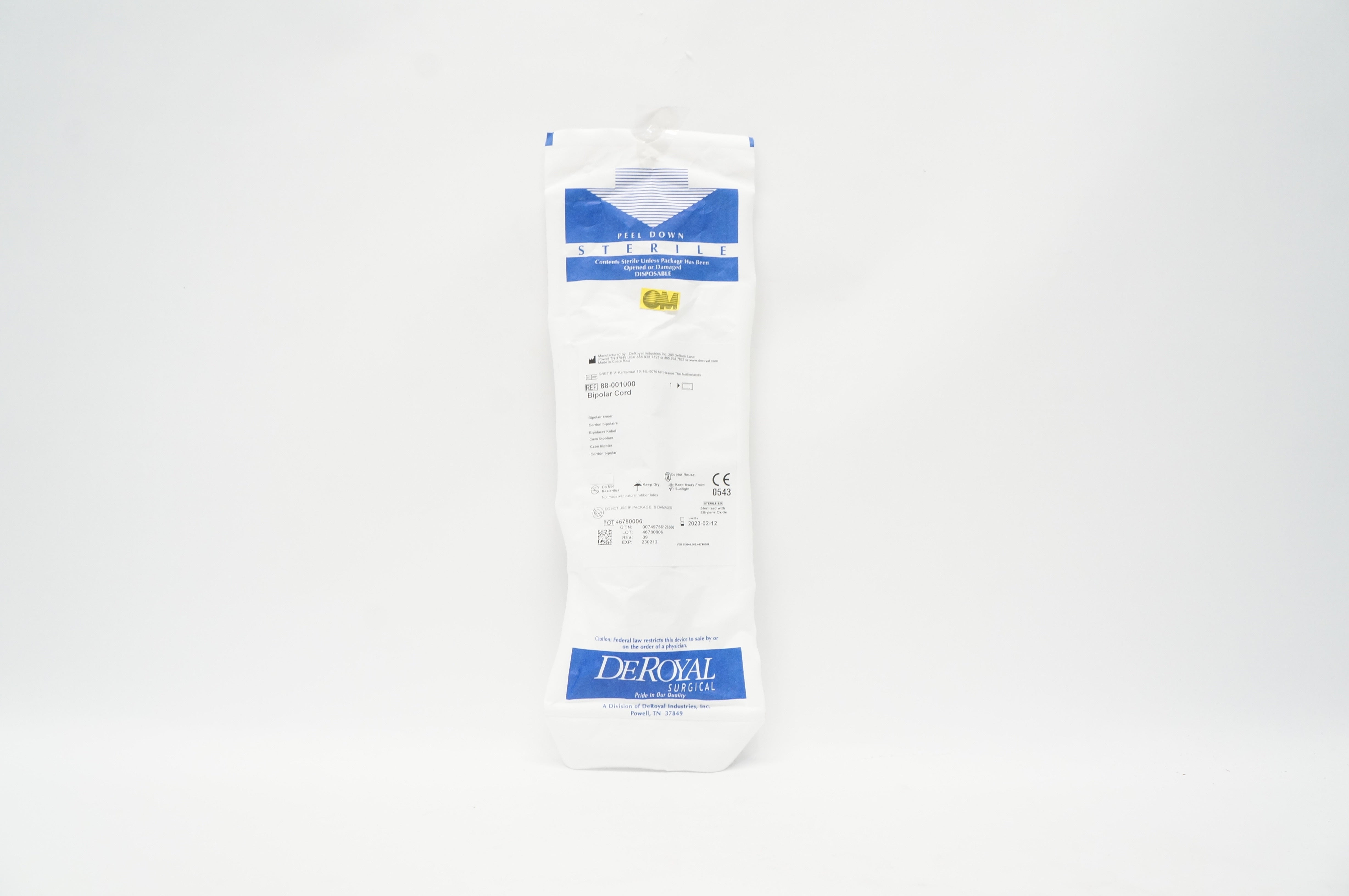 DeRoyal 88-001000 Bipolar Cord, Sterile