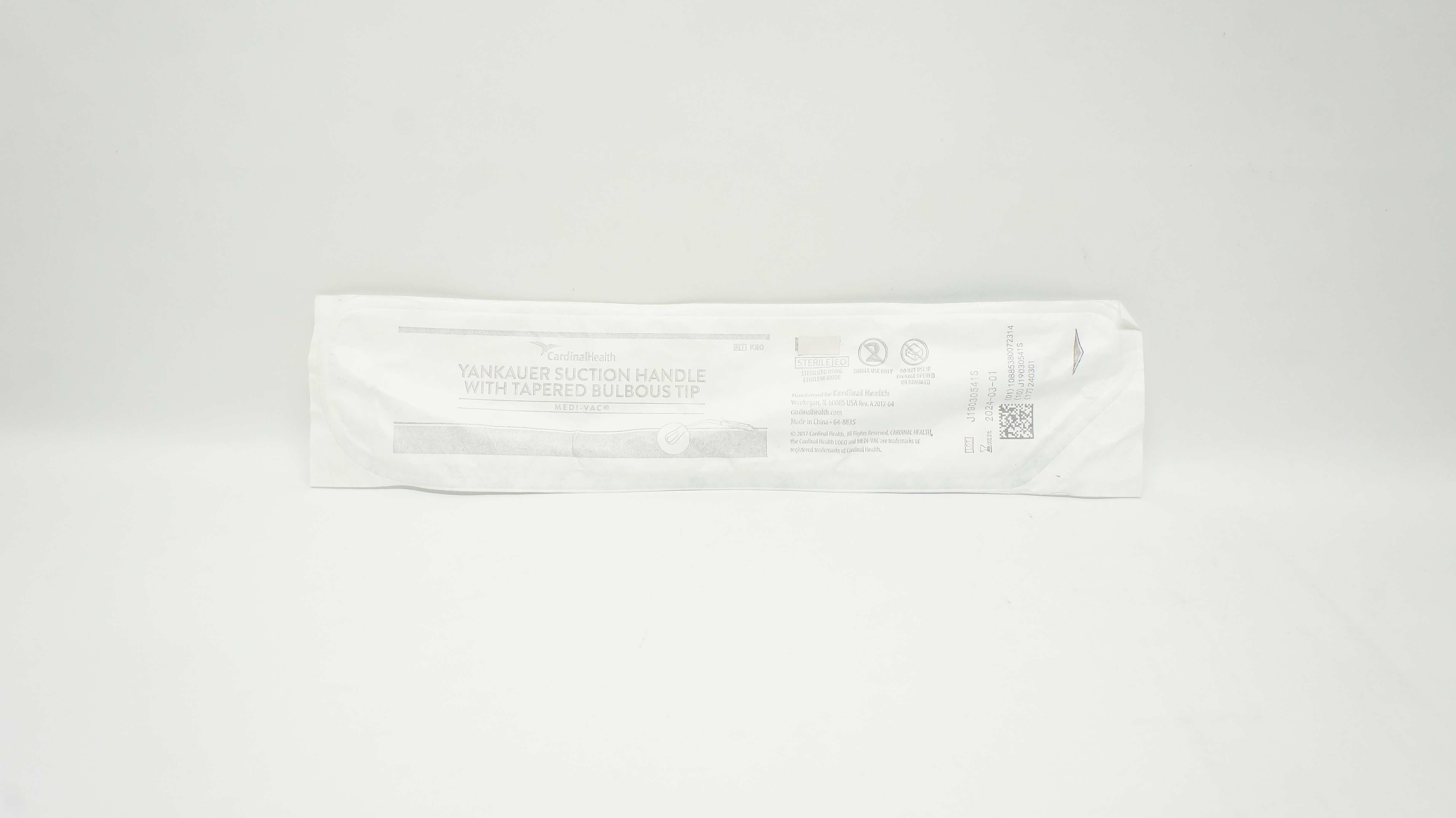 Cardinal Health K80 Yankauer Suction Handle With Tapered Bulbous Tip