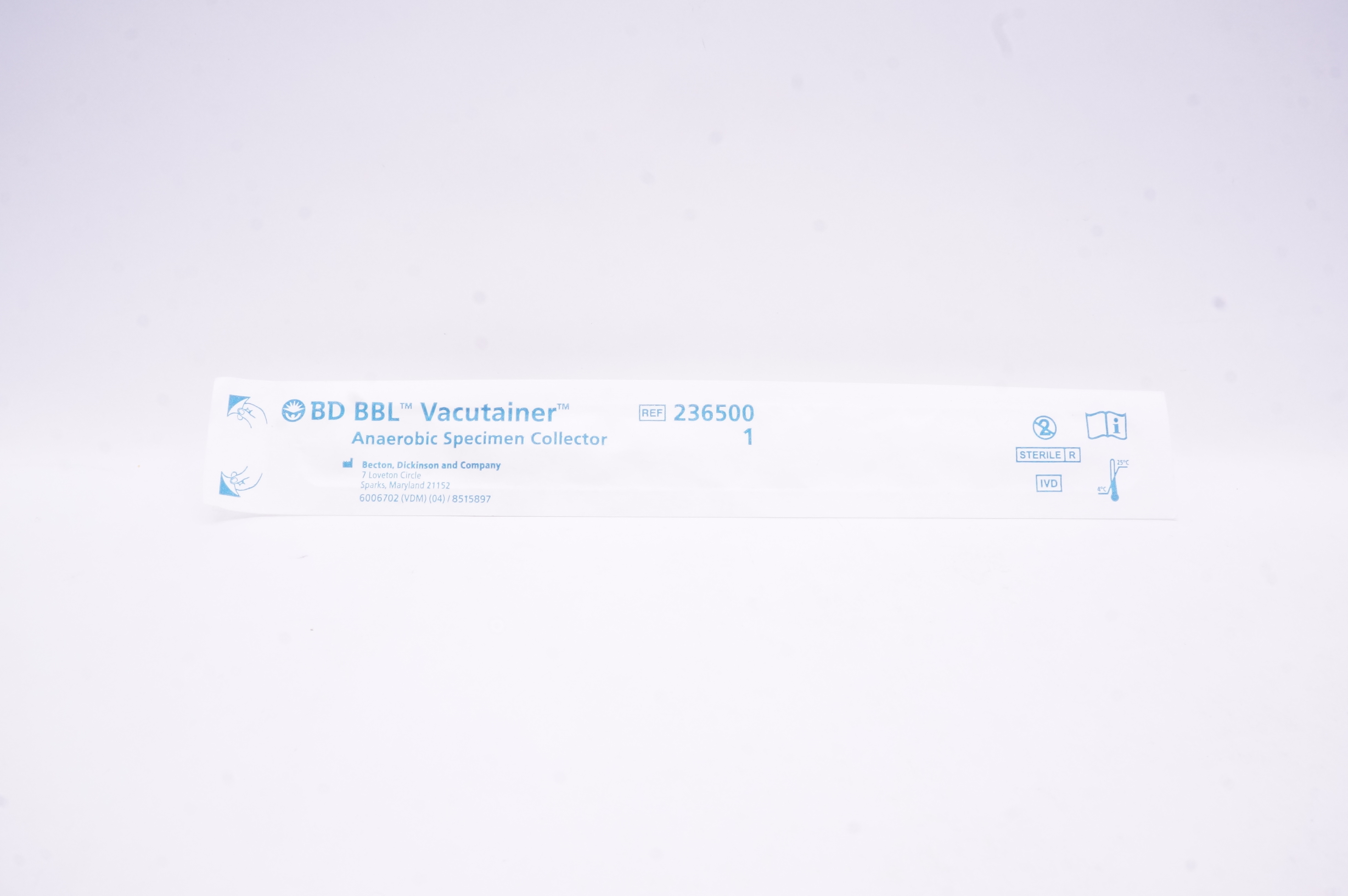 BD 236500 BBL Vacutainer Anaerobic Specimen Collector