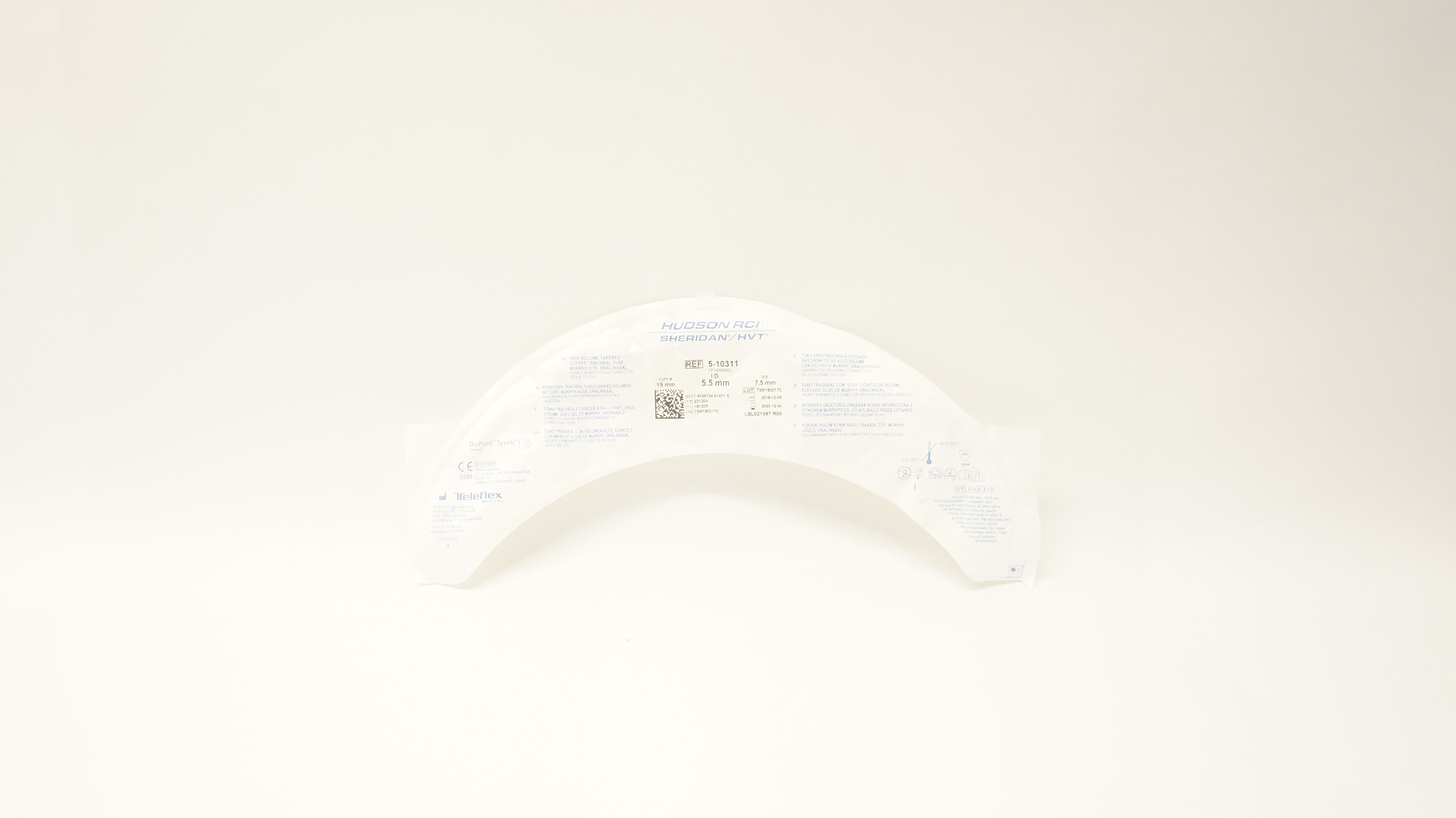 Teleflex 5-10311 Hudson RCI Cuffed Tracheal Tube Murphy Eye 5.5mm x 7.5mm