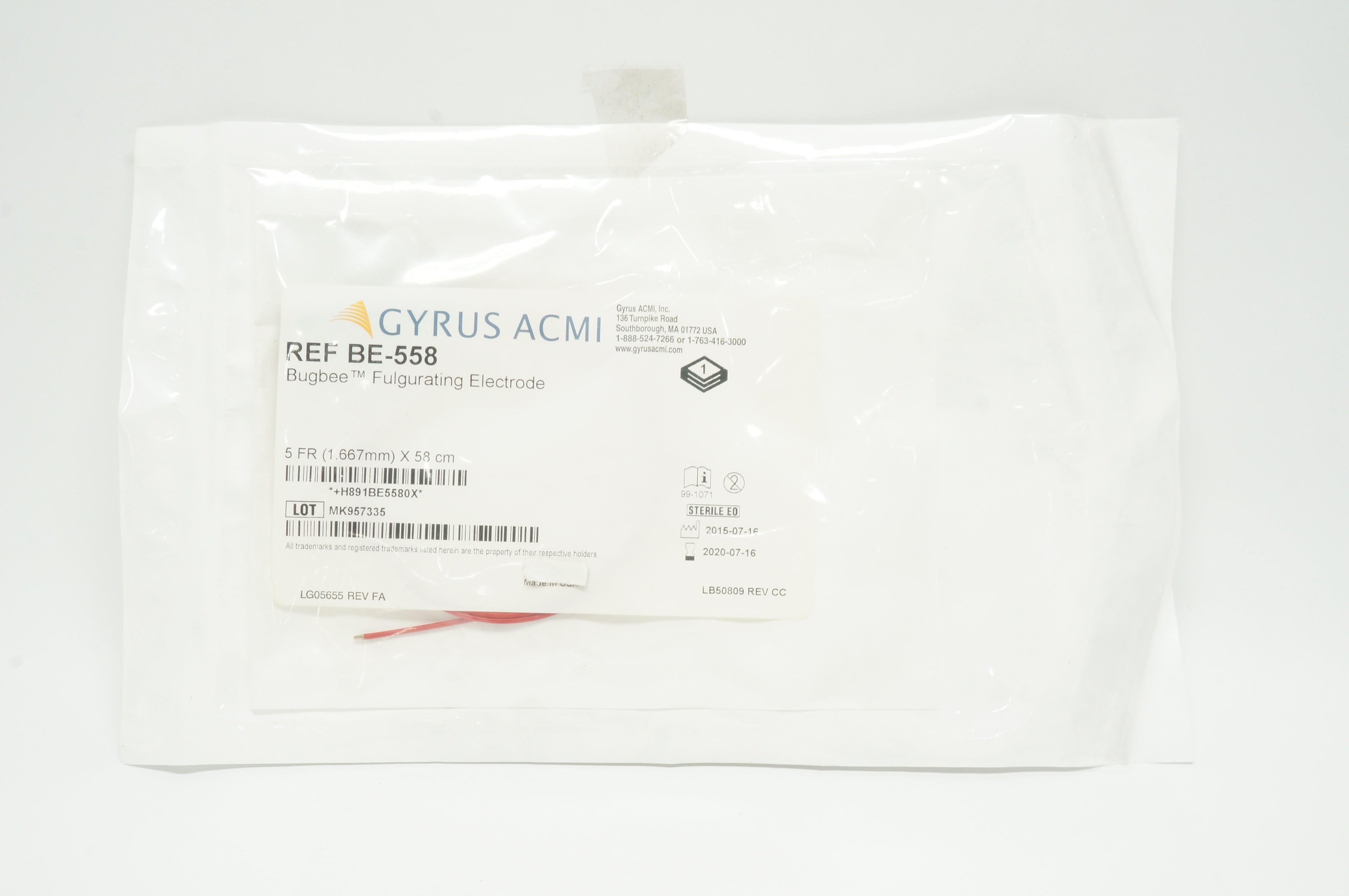 Gyrus ACMI BE558 Bugbee Fulgurating Electrode 5Fr x 58cm (x)