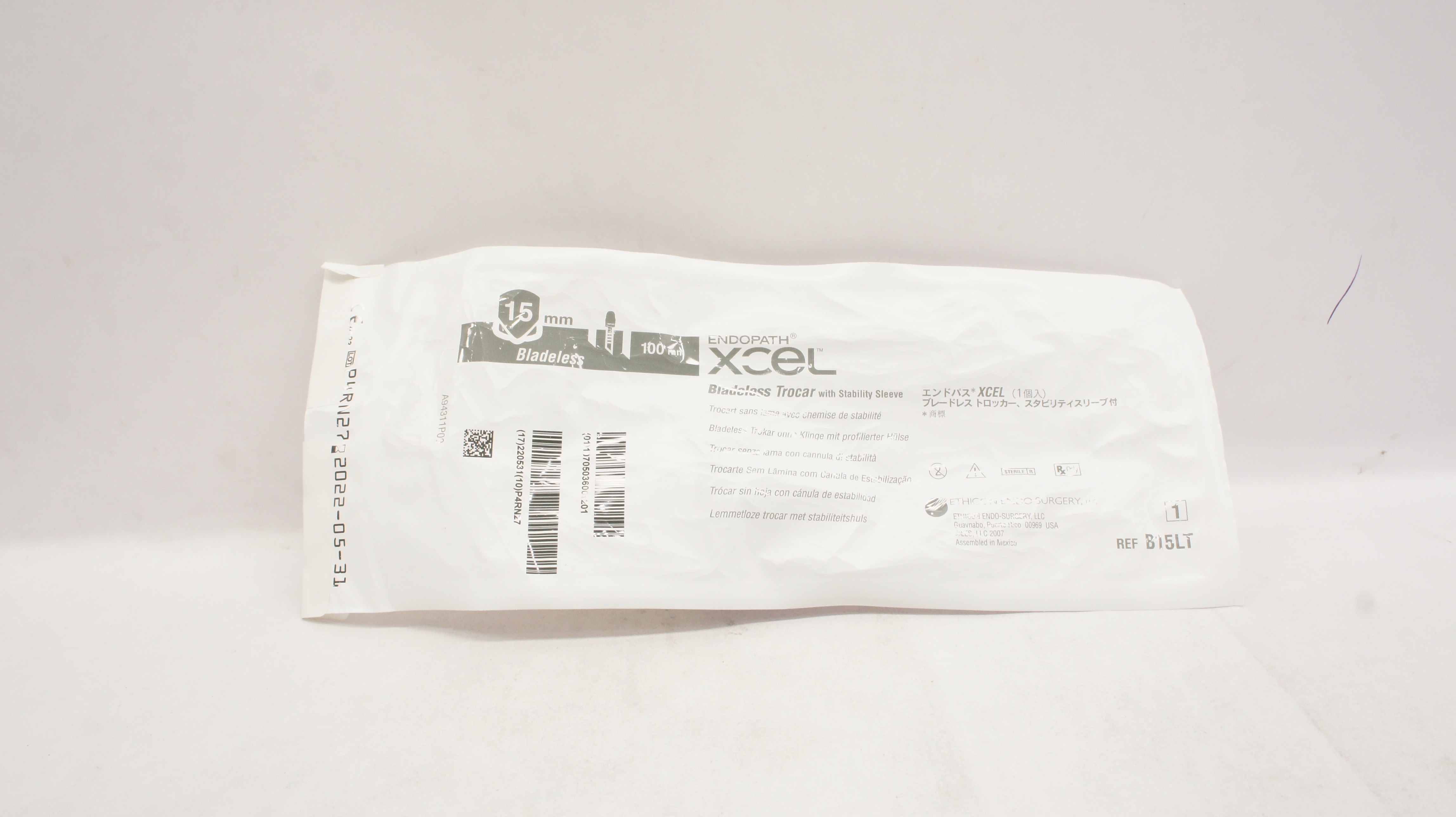 Ethicon B15LT Endopath Xcel Bladeless Trocar w/Stability Sleeve 15 x100mm (x)