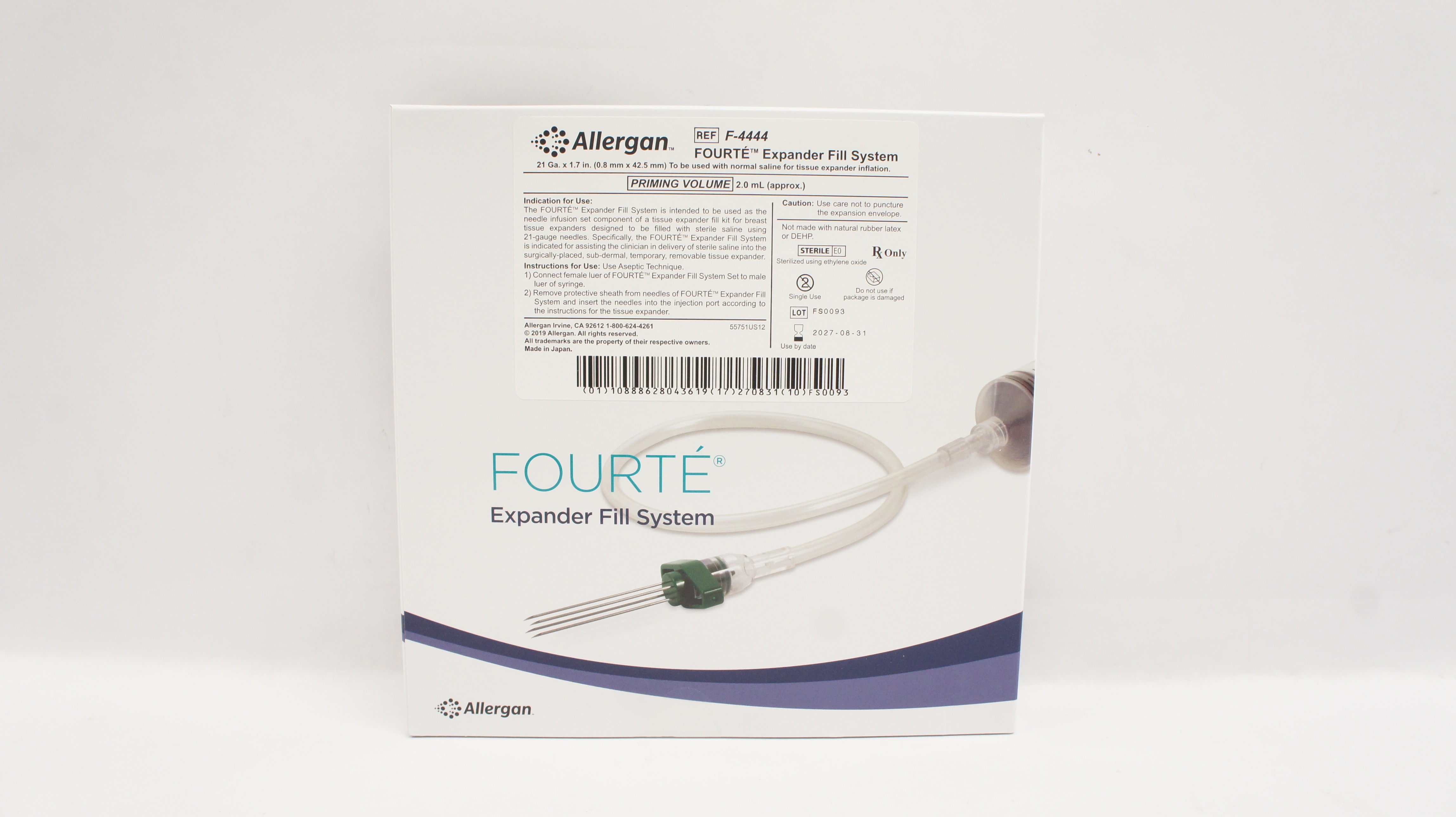 Allergan F-4444 Fourte Expander Fill System 21 Ga x 1.7 inch Priming Vol. 2.0mL