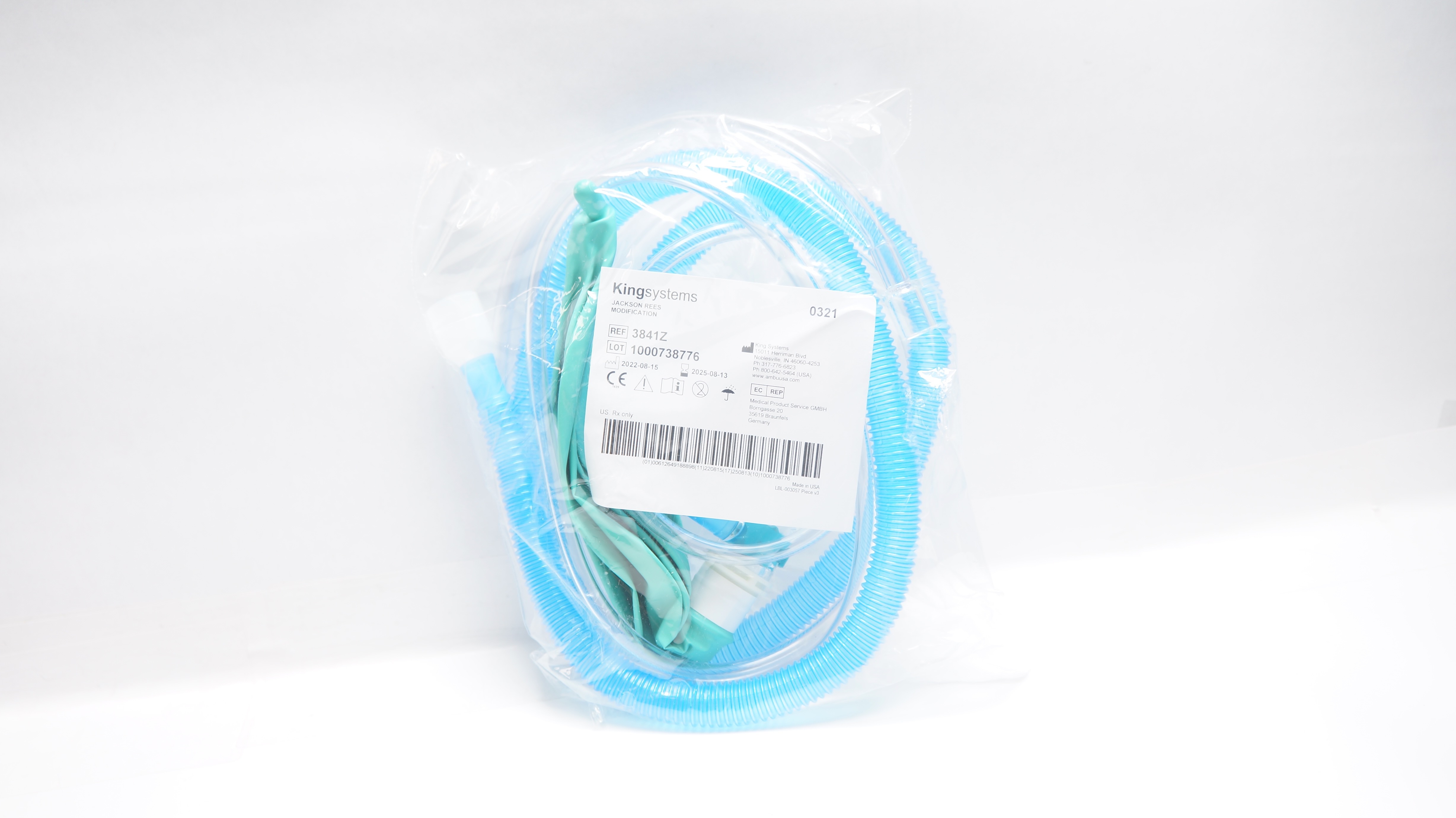 King Systems 3841Z Anesthesia Breathing Circuit Coaxial Tube 10inch