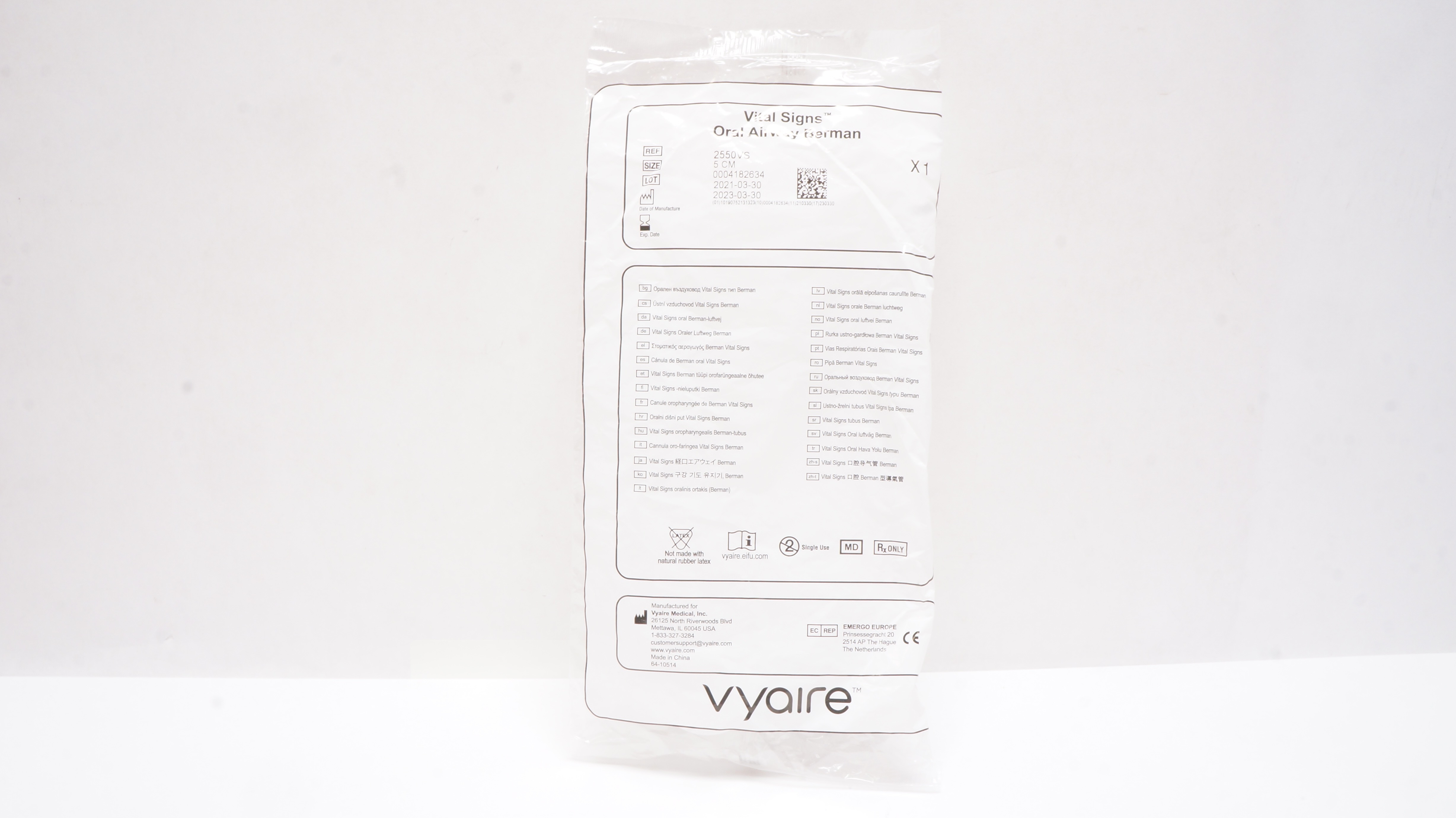 Vyaire 2550VS Vital Signs Oral Airway Berman 5cm (x)