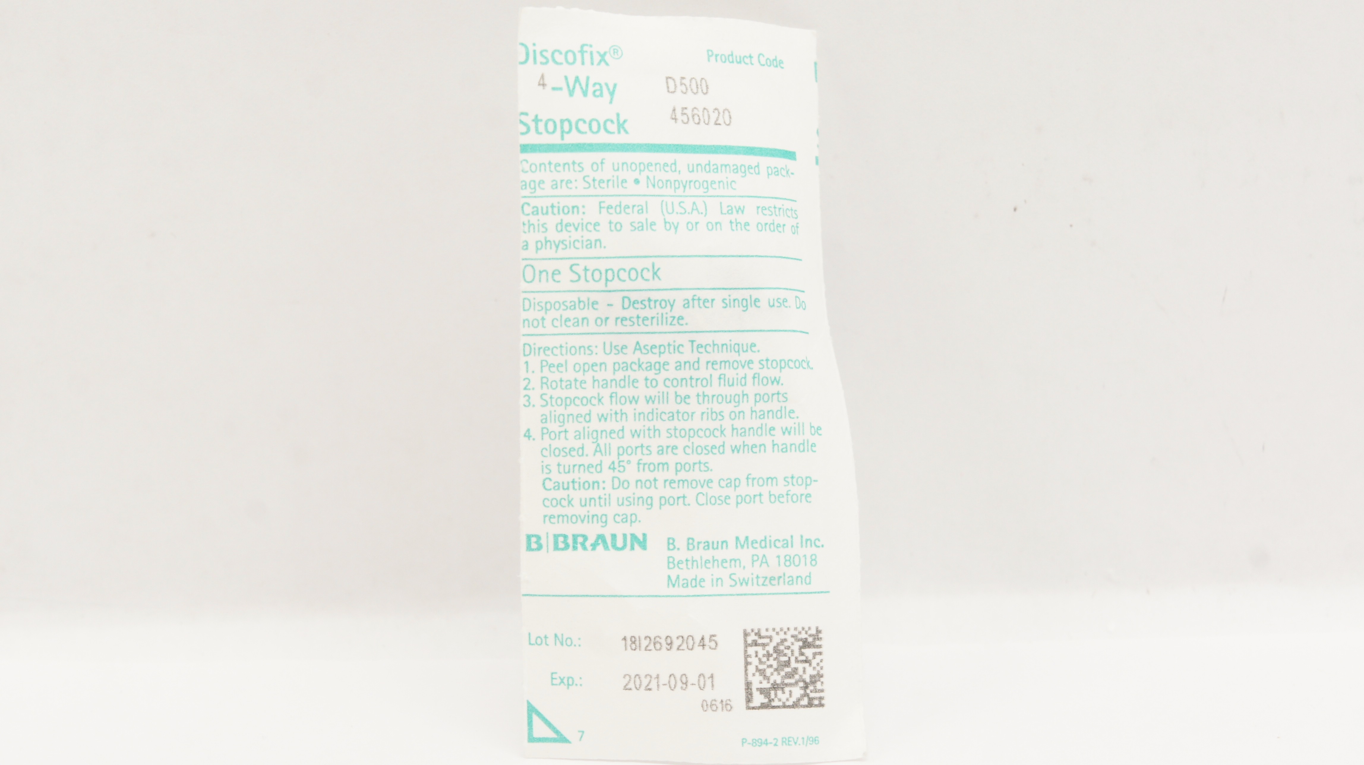 Braun D500 456020 Discofix 4-Way Stopcock (x)