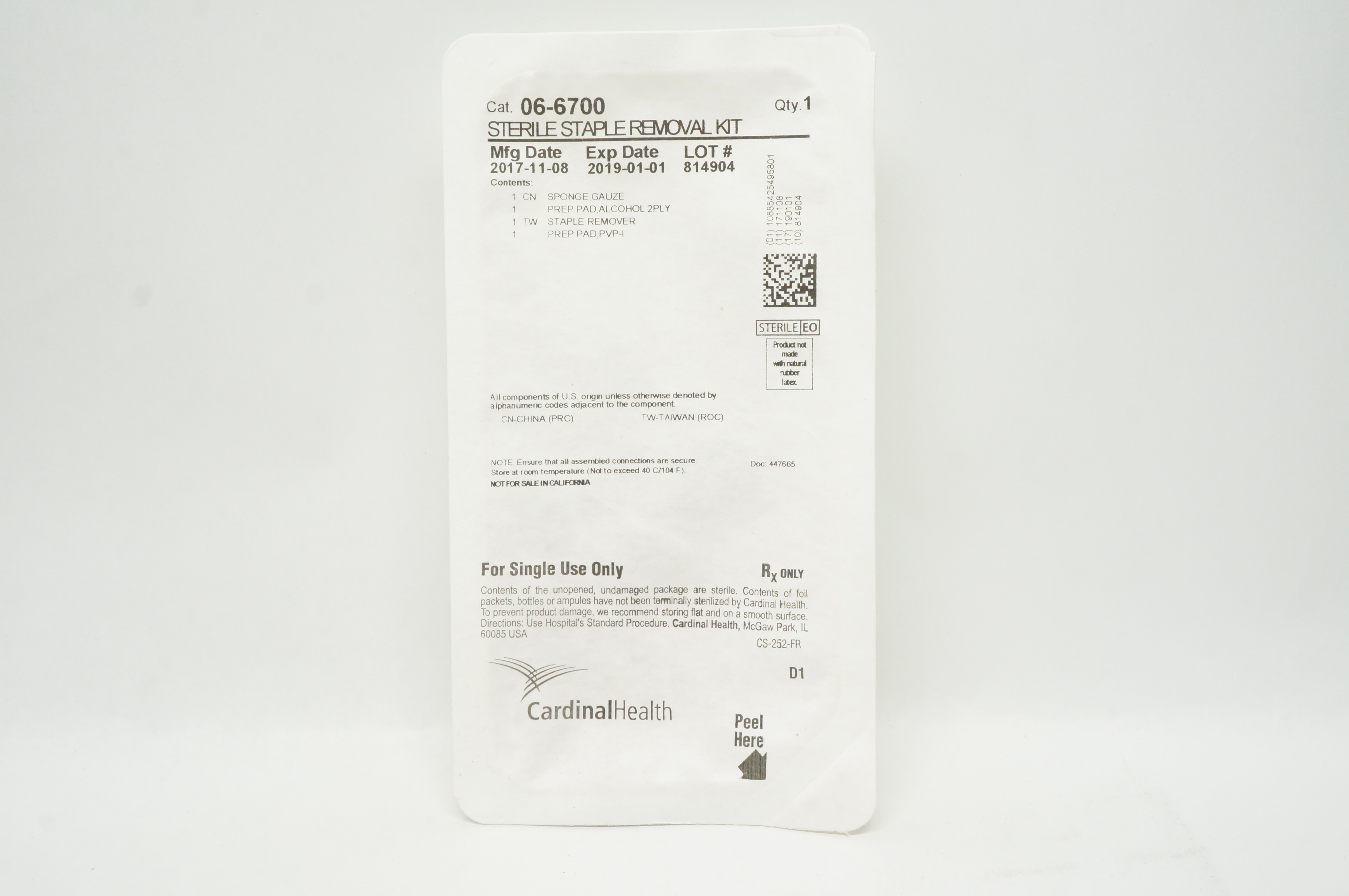 Cardinal Health 06-6700 Sterile Staple Removal Kit (x)