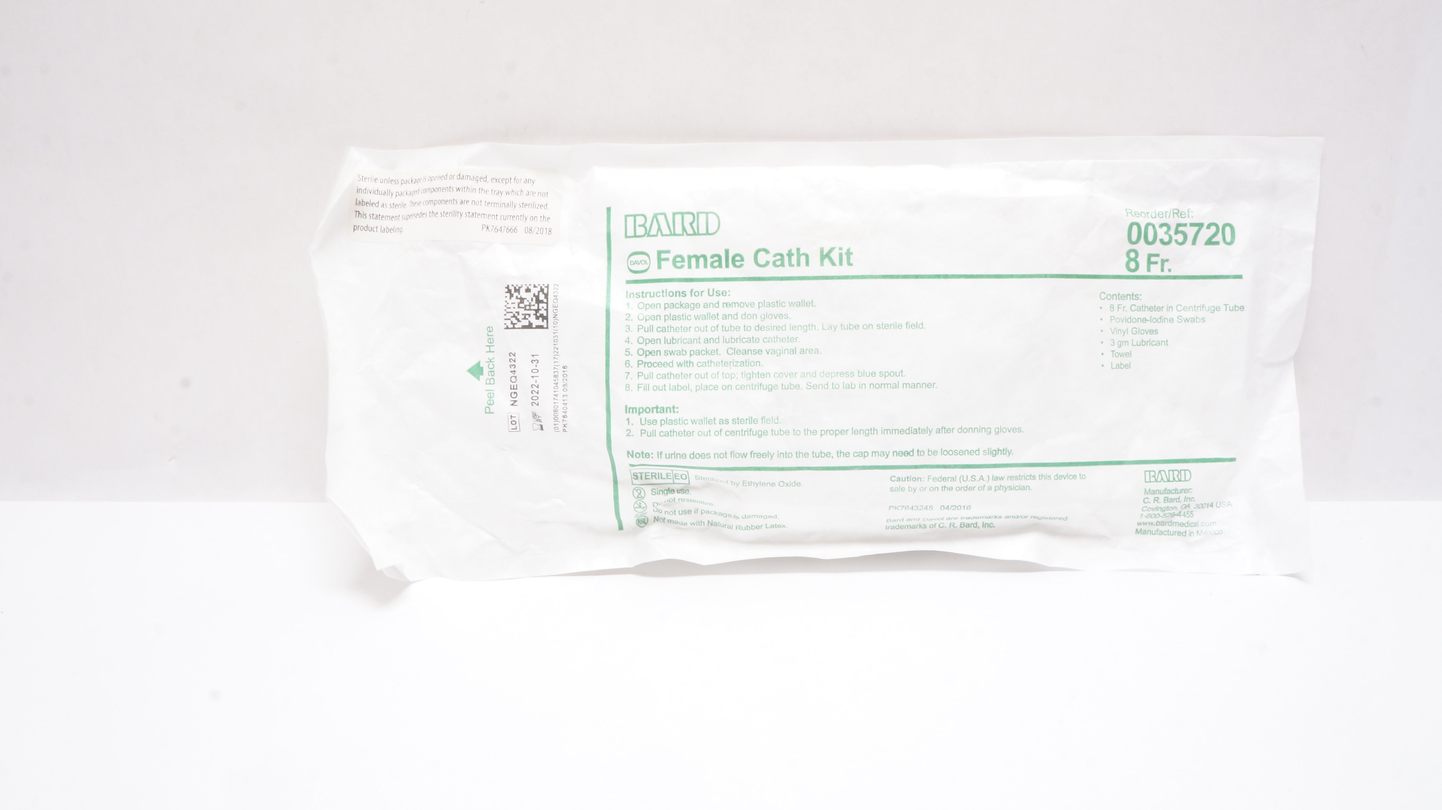 Bard 0035720 Female Cath. Kit 8Fr. (x)