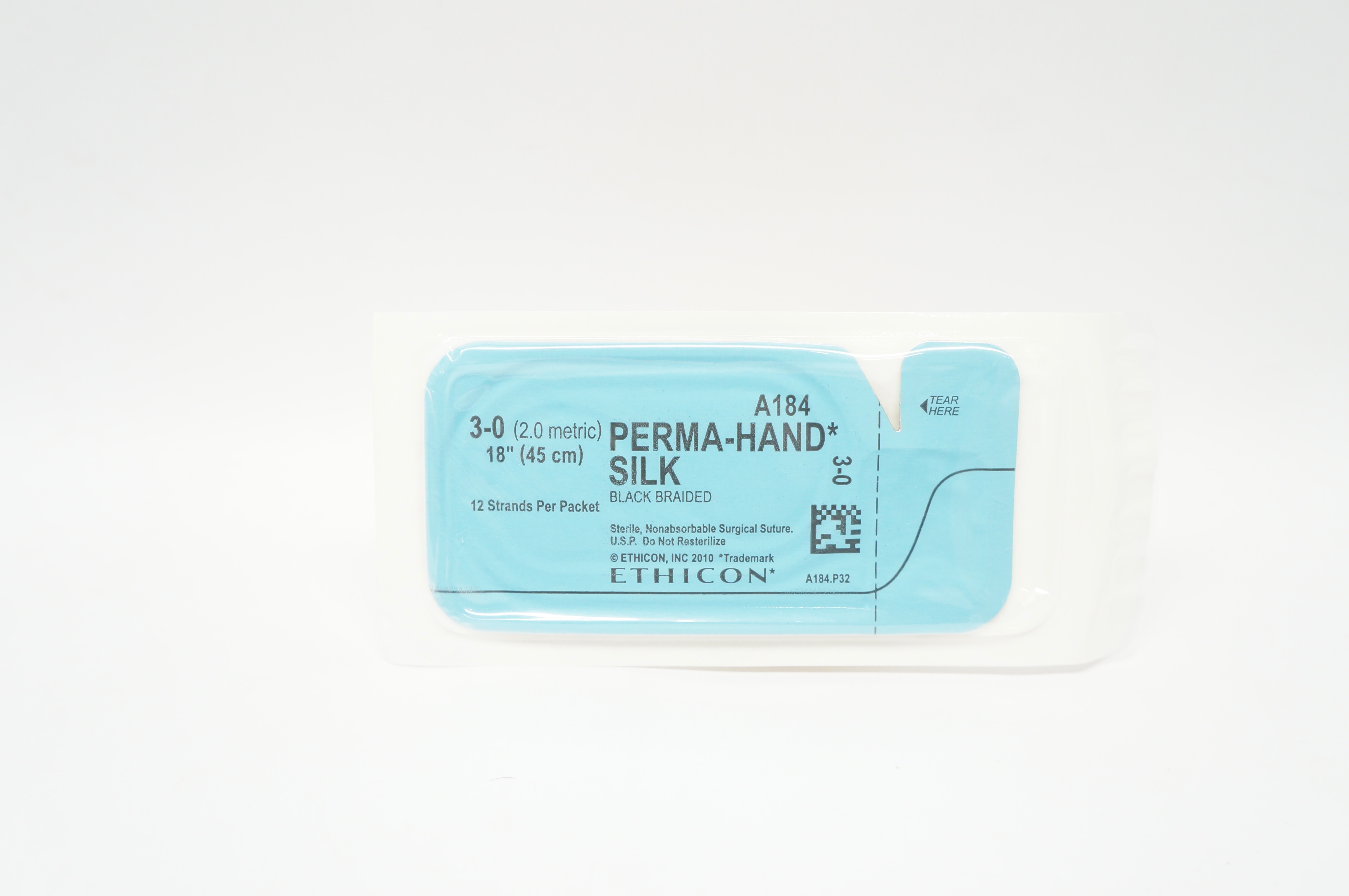 Ethicon A184 3-0 Perma-Hand Silk Surgical Stre Black Braided, 18inch