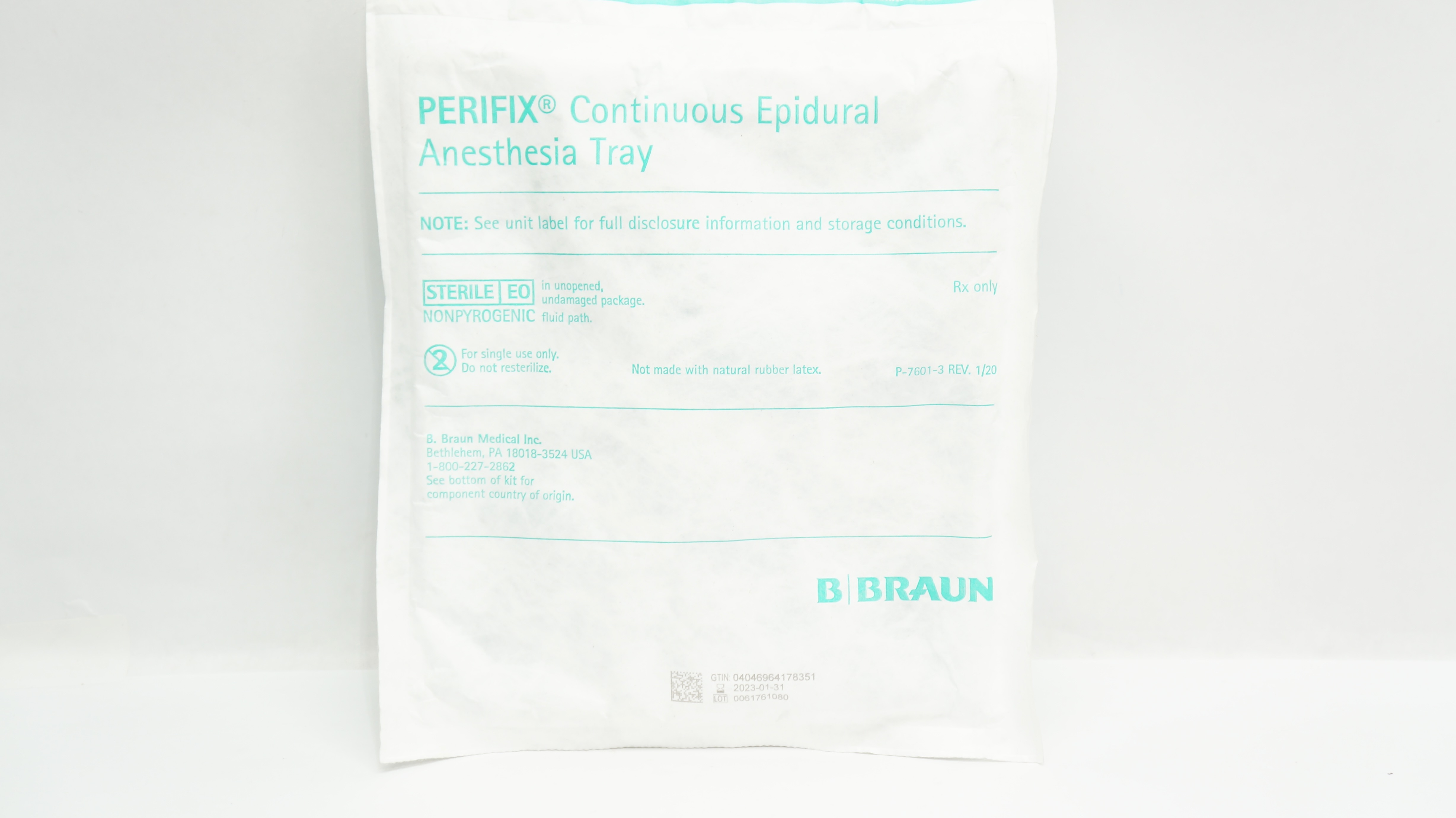 Braun 332222 Perifix Continuous Epidural Anesthesia Tray 18Ga x 3-1/2inch (x)
