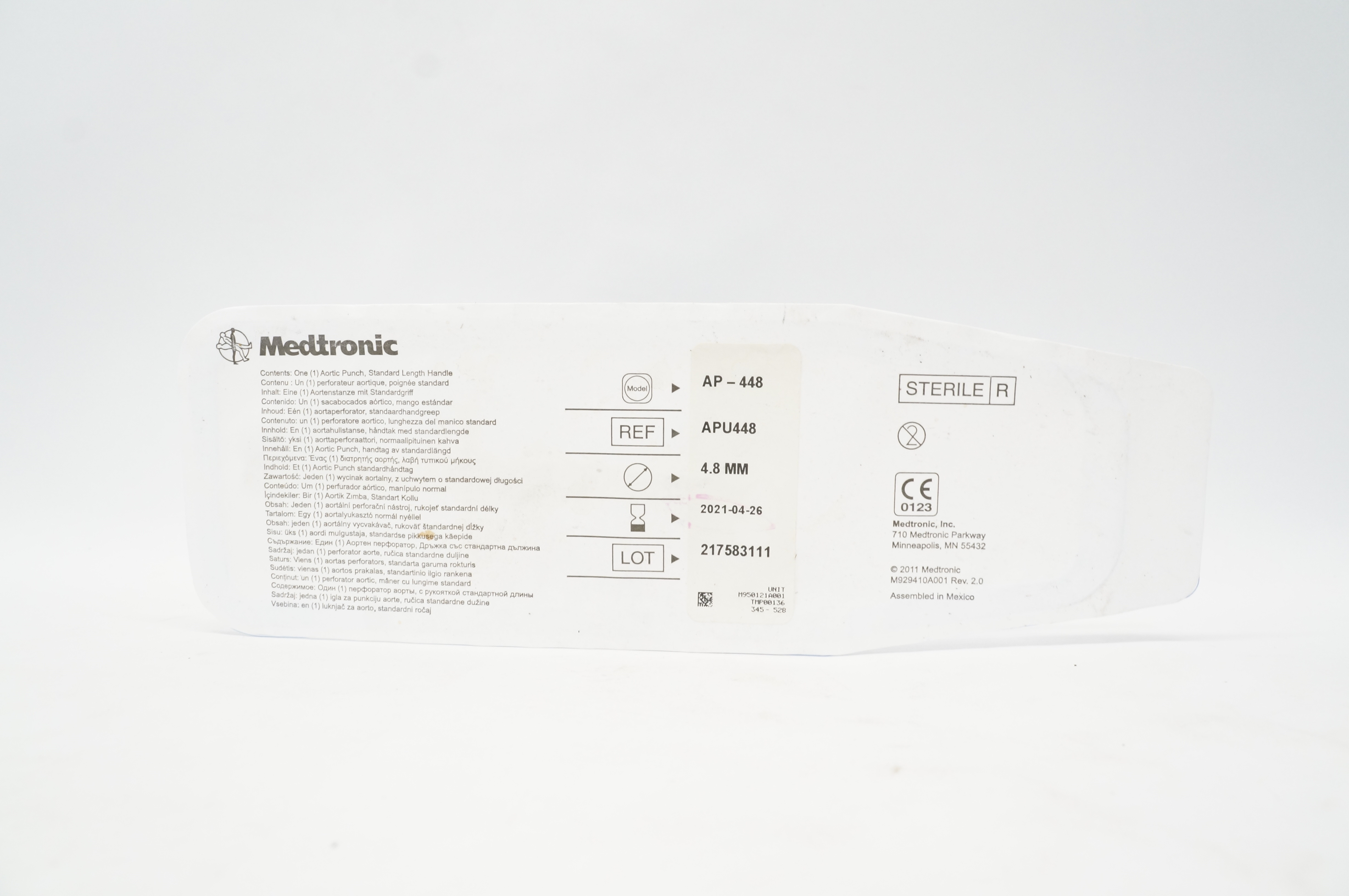 Medtronic APU448 Aortic Punch, Standard Length Handle 4.8mm (x)