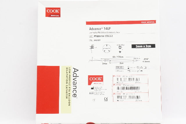 Cook Medical G50327 Advance 14LP Low Profile PTA Balloon Cath. 3mm x 2cm (x)