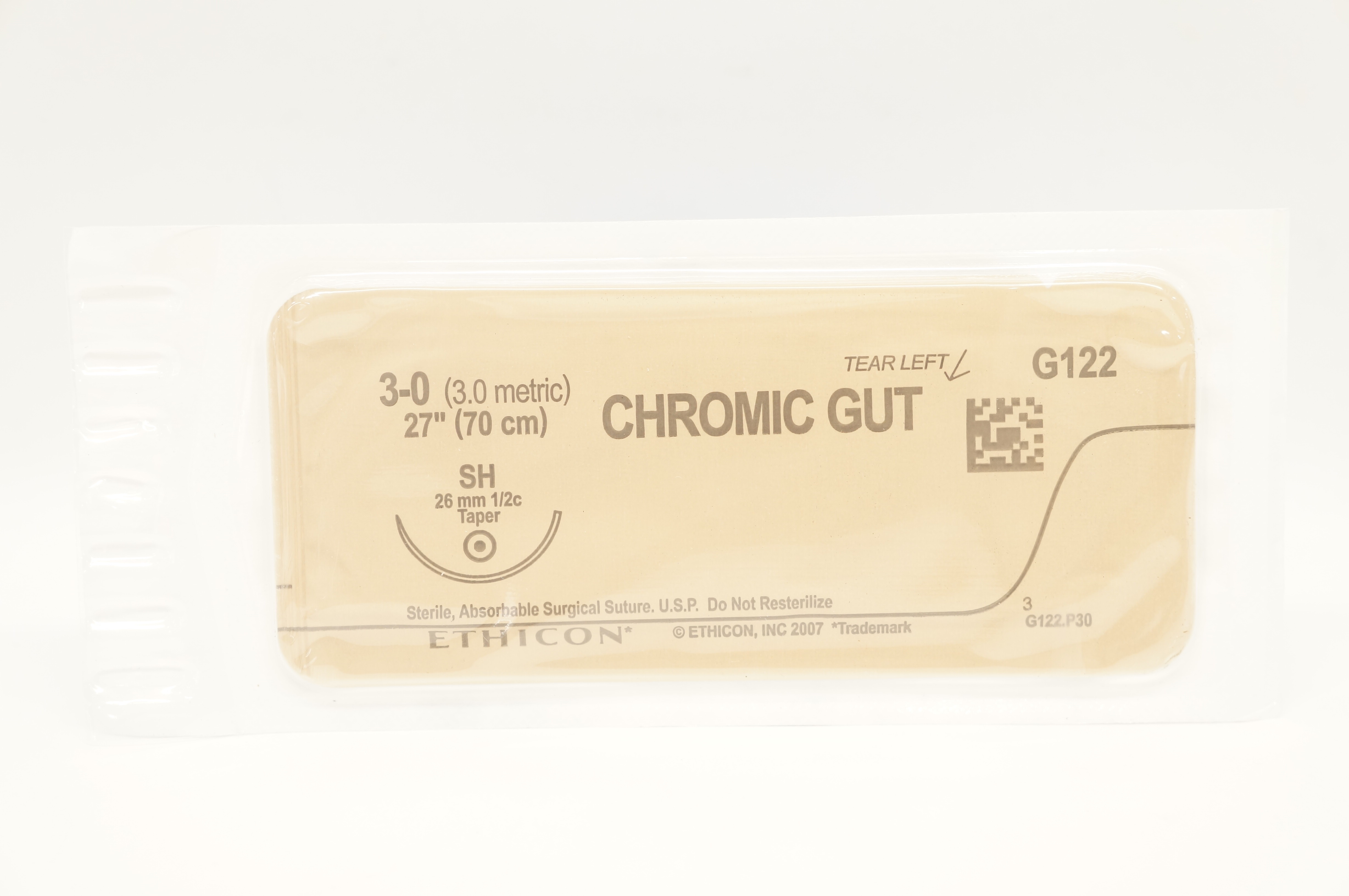 Ethicon G122 3-0 Chromic Gut Surgical Stre SH 26mm 1/2c Taper, 27inch