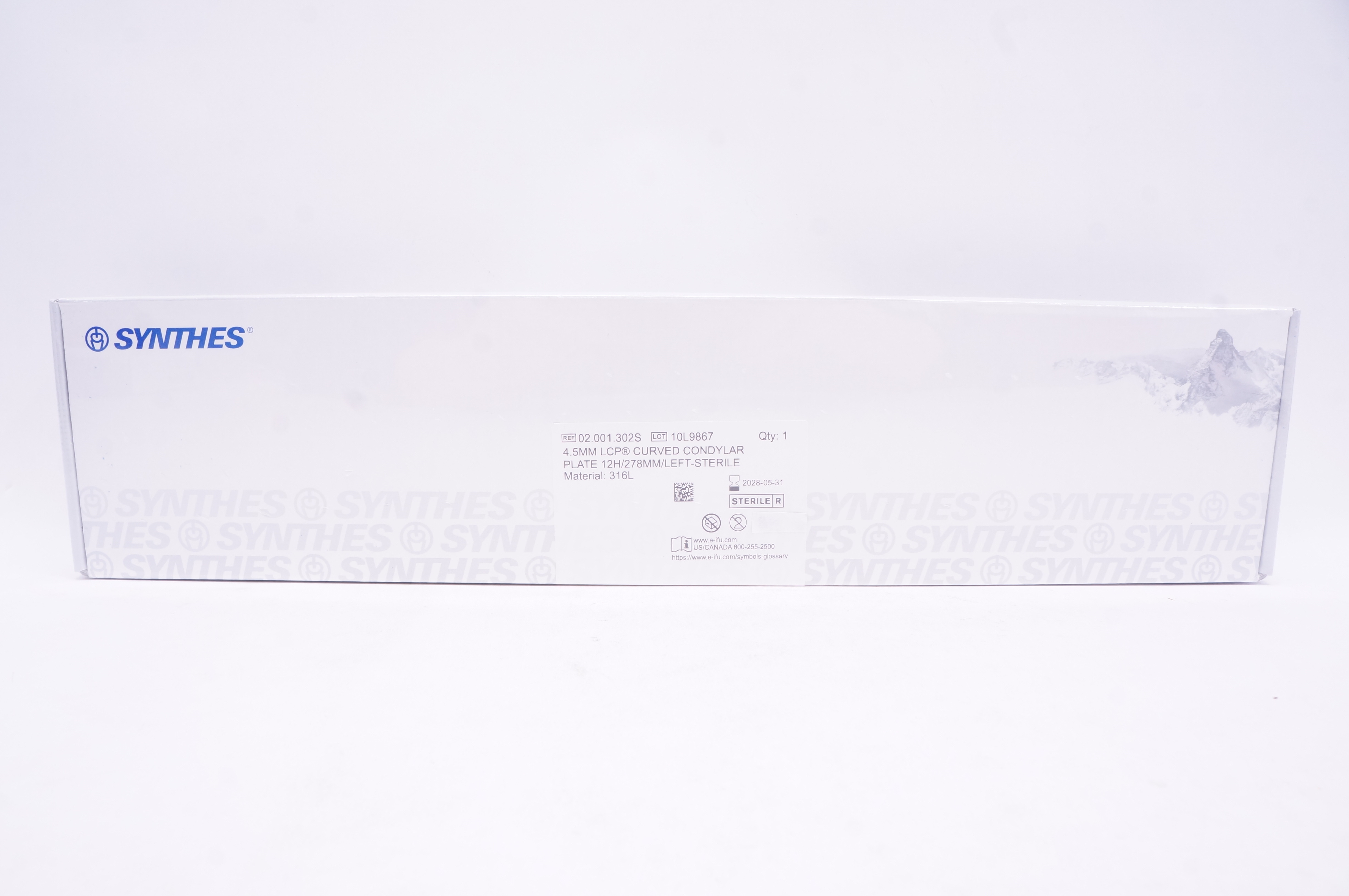 Synthes 02.001.302S LCP Curved Condylar Plate 4.5mm x 12Hole x 278mm, Left