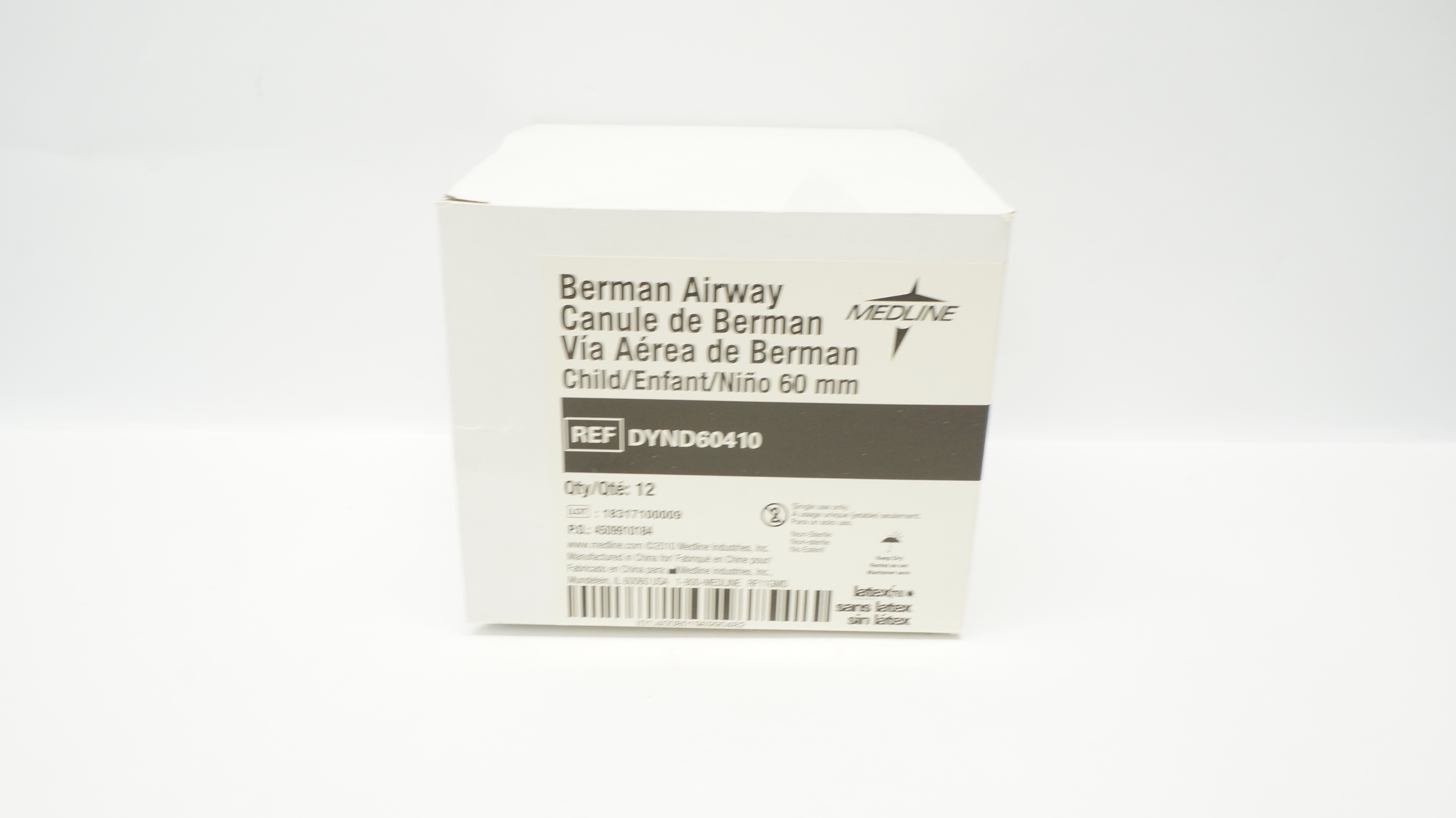 Medline DYND60410 Berman Airway Child 60mm, White - Pack of 11