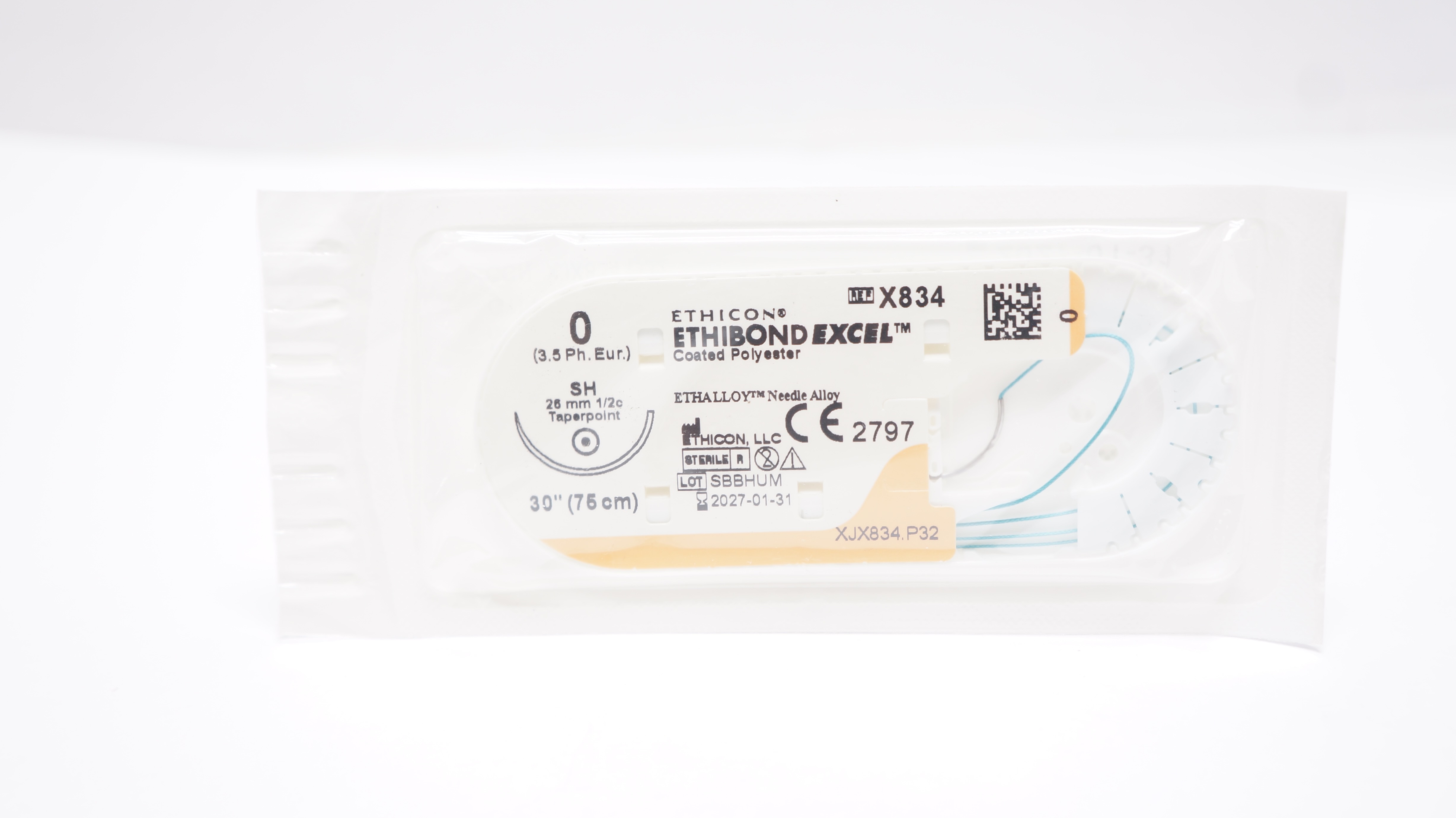 Ethicon X834 0 ETHIBOND EXCEL, SH, 26mm 1/2c Taperpoint, 30inch