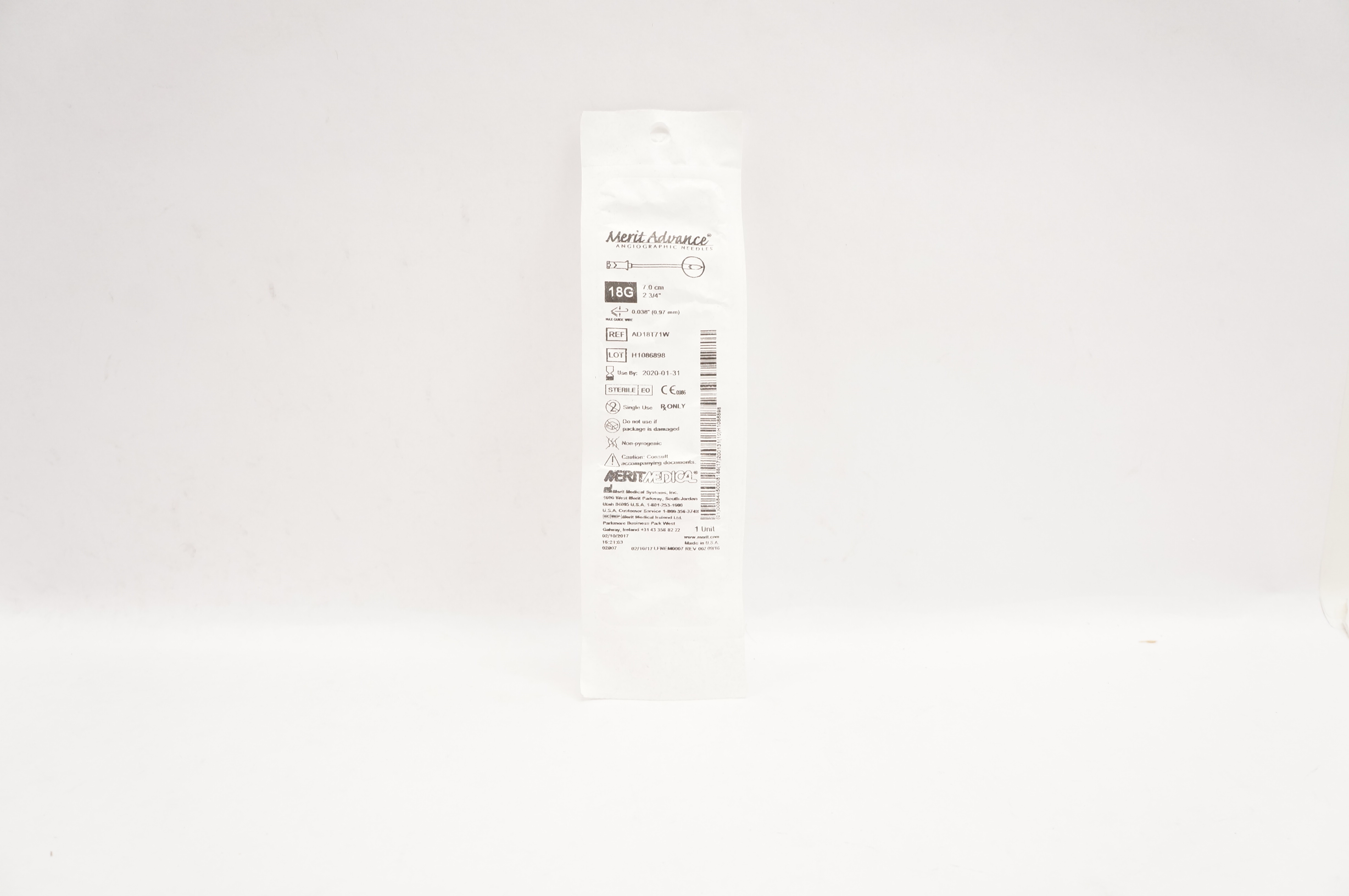 Merit Medical AD18T71W Merit Advance Angiographic Needles 18G (x)