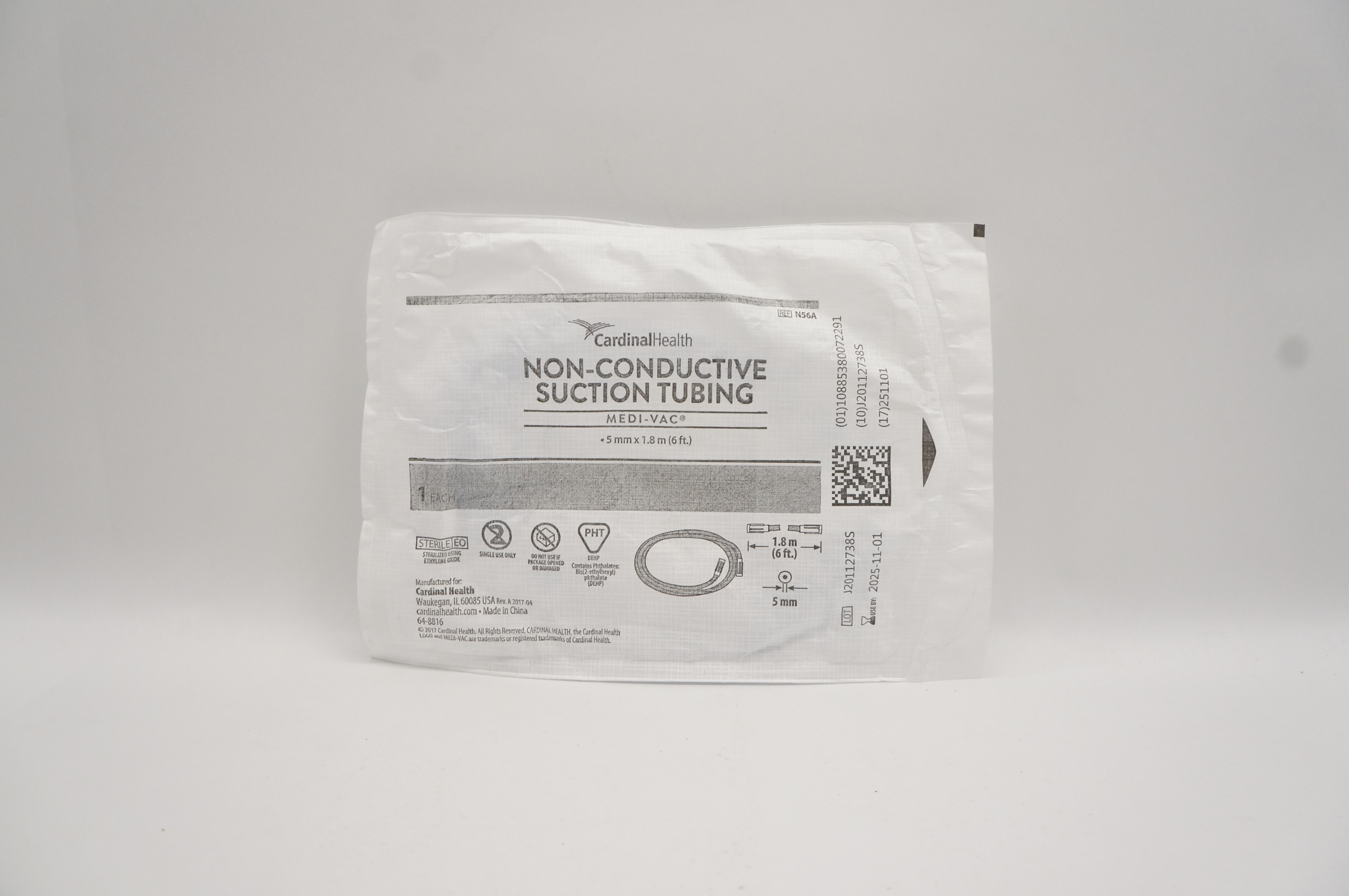 Cardinal Health N56A MediVac NonConductive Suction Tubing 5mm x 6Ft