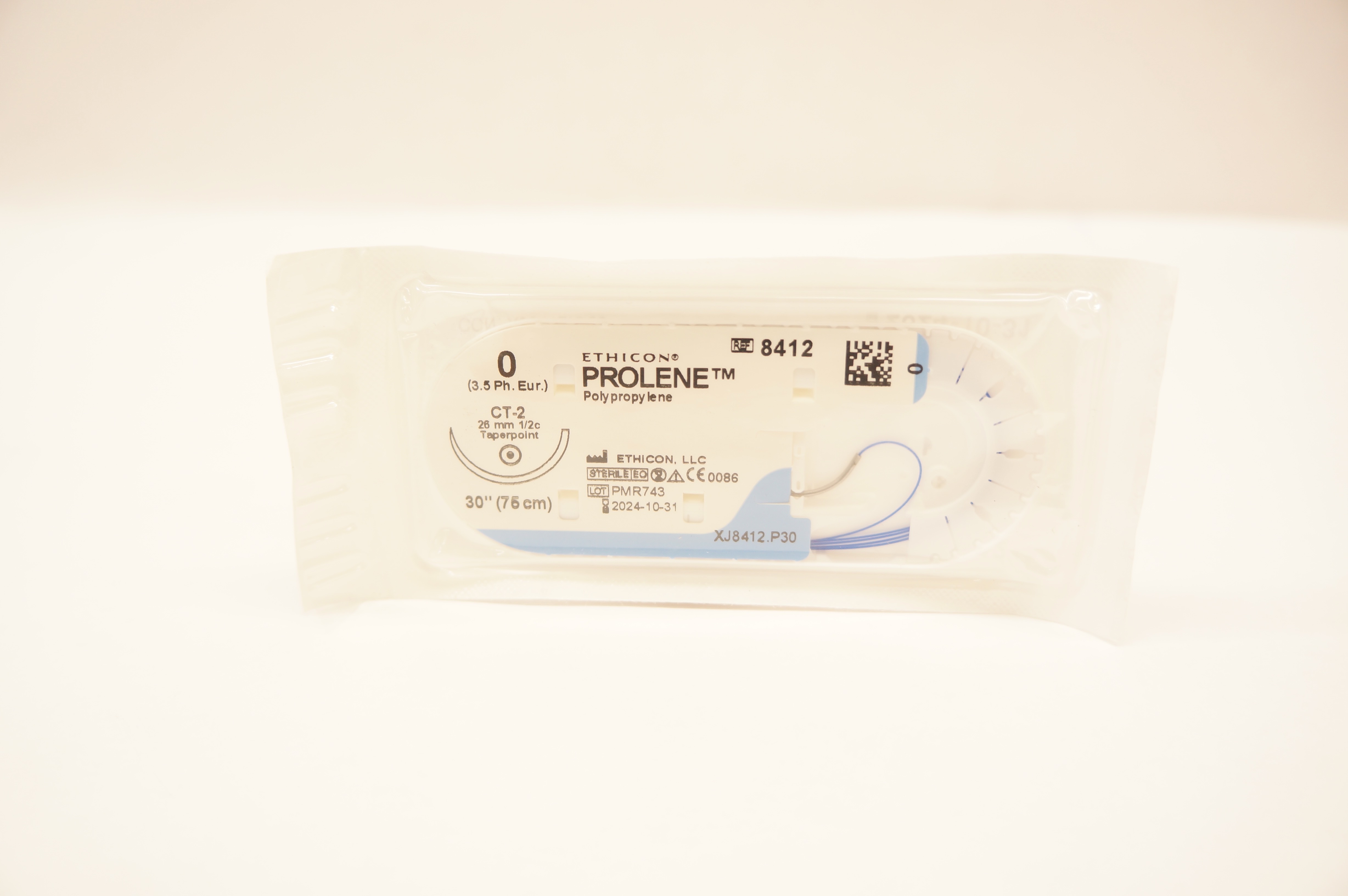 Ethicon 8412 0 PROLENE Polypropylene Stre CT-2 26mm 1/2c Taperpoint, 30 inch