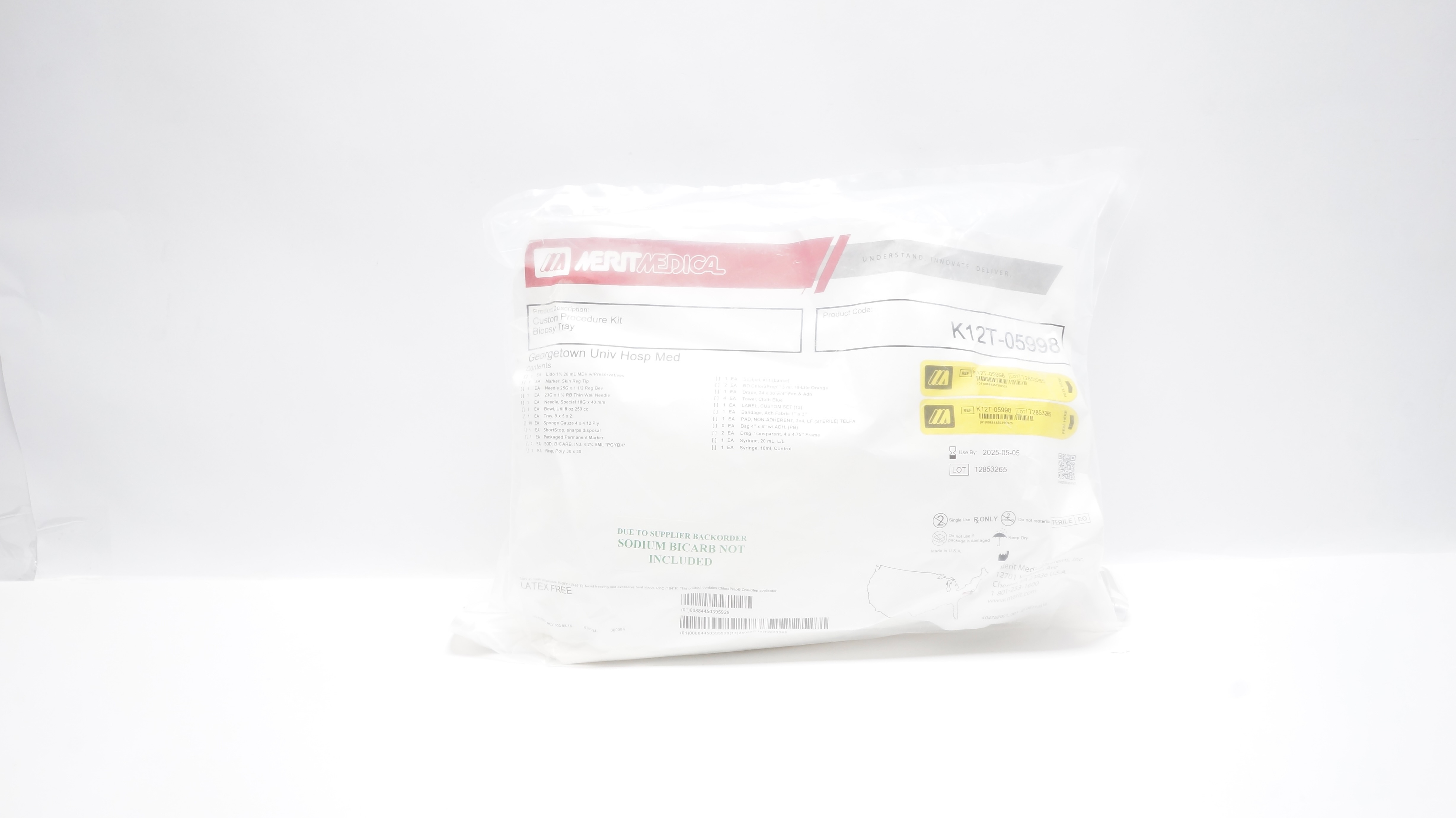 Merit Medical K12T-05998 Custom Procedure Kit Biopsy Tray