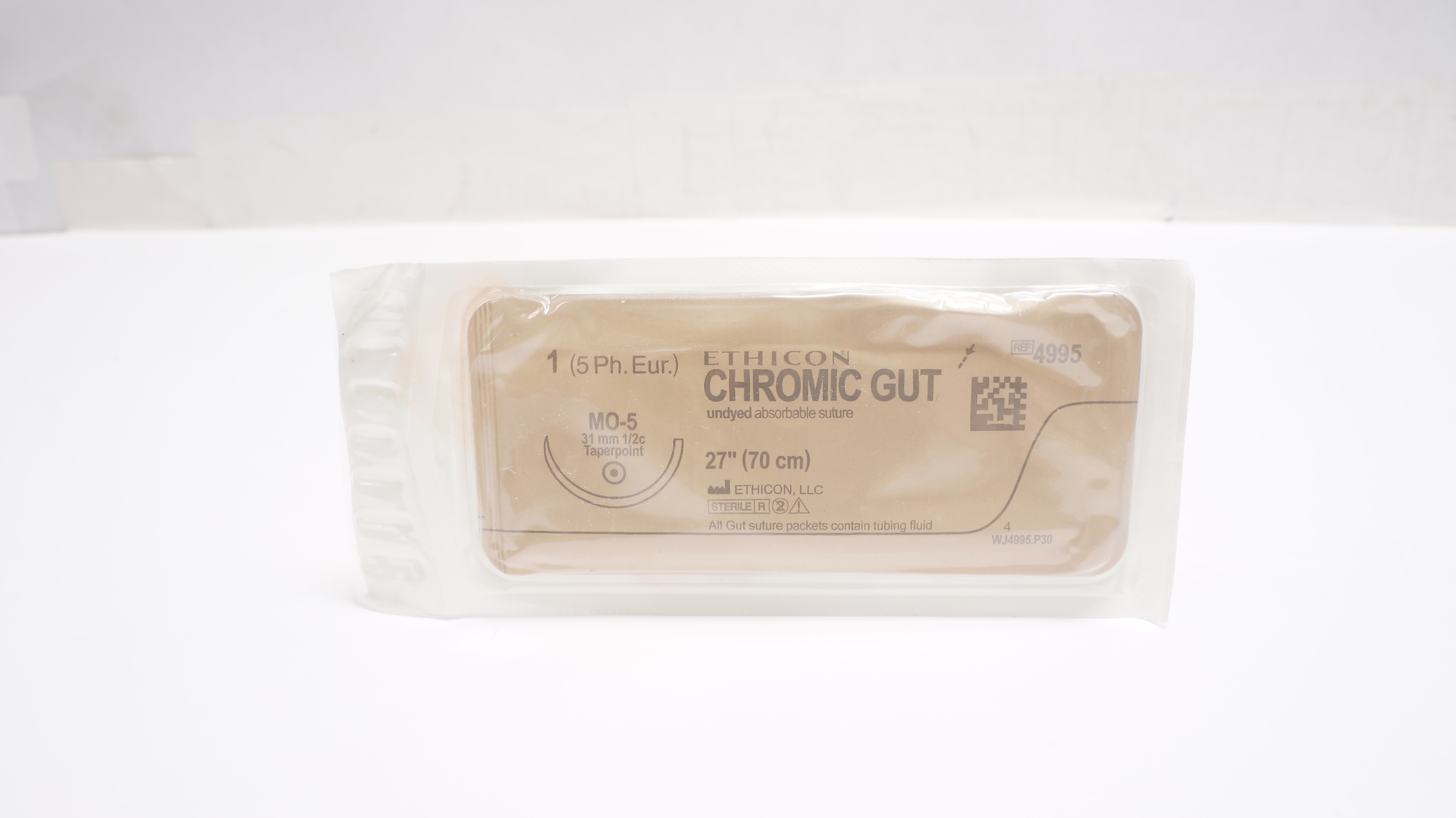 Ethicon 4995 1 CHROMIC GUT Undyed Stre MO-5 31mm 1/2c Taperpoint, 27inch (x)