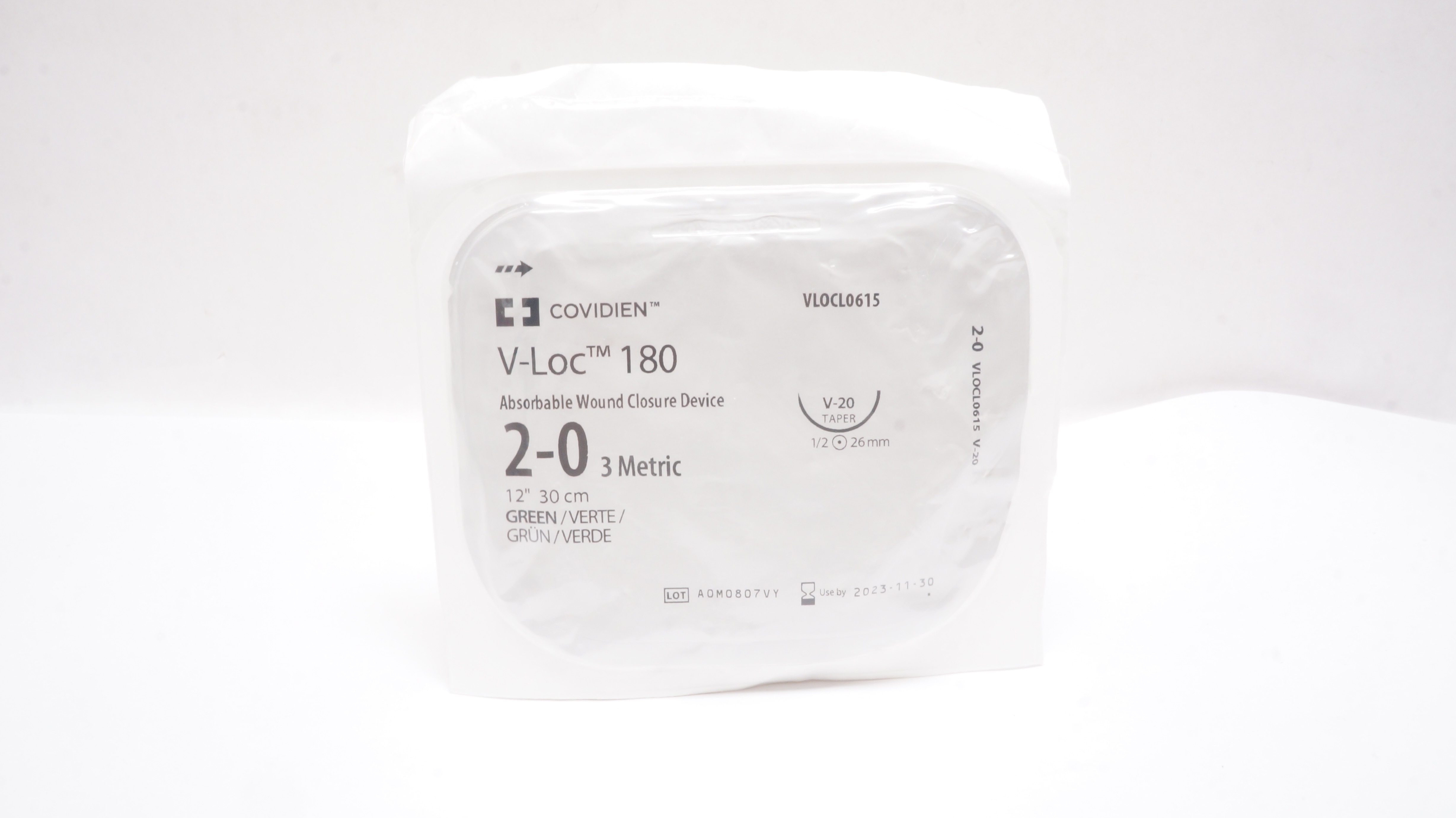 Covidien VLOCL0615 2-0 V-Loc 180, V-20, 1/2 26mm, 12inch