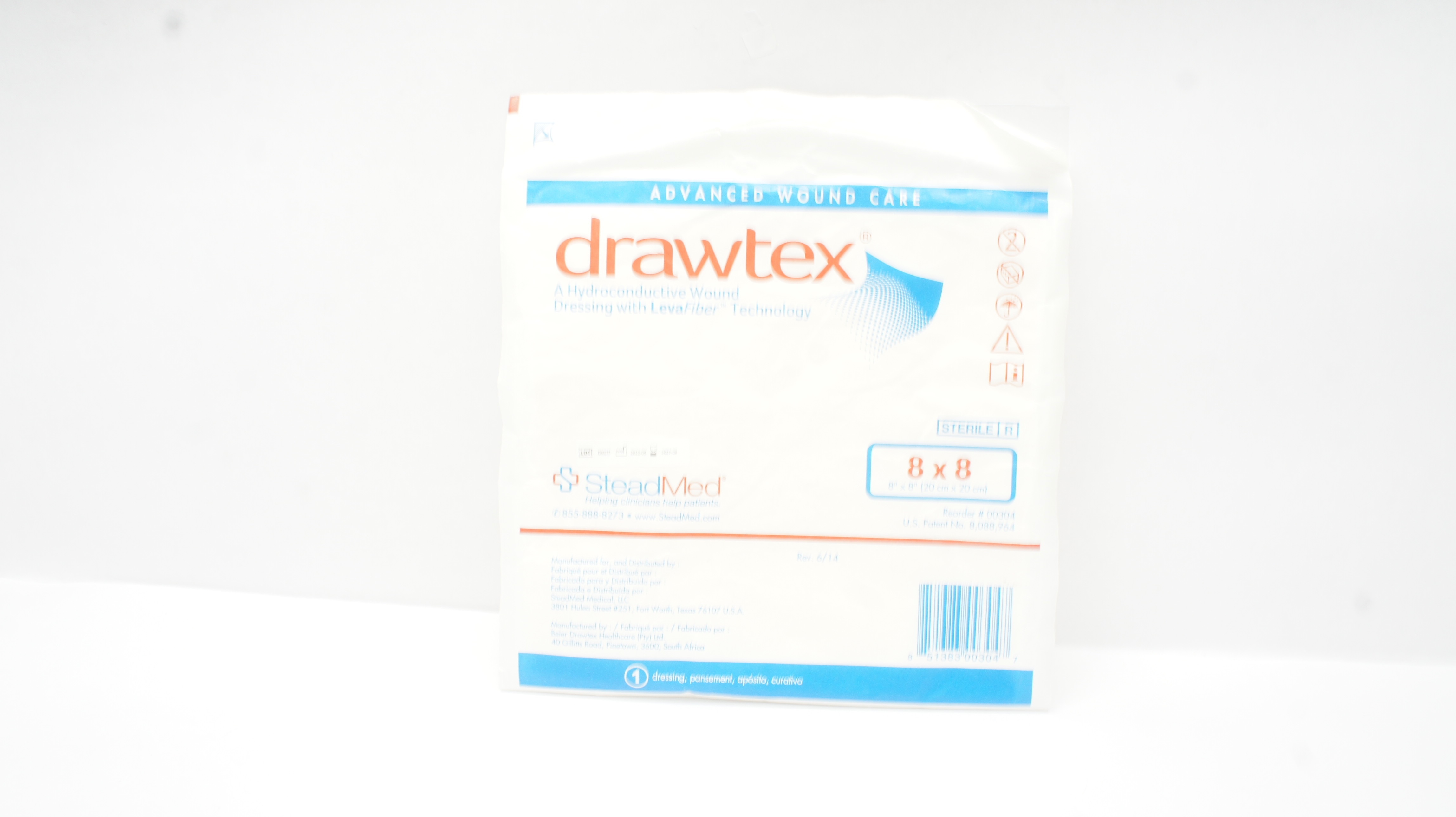SteadMed 00304 Drawtex Hydroconductive Wound Dressing 8inch x 8inch