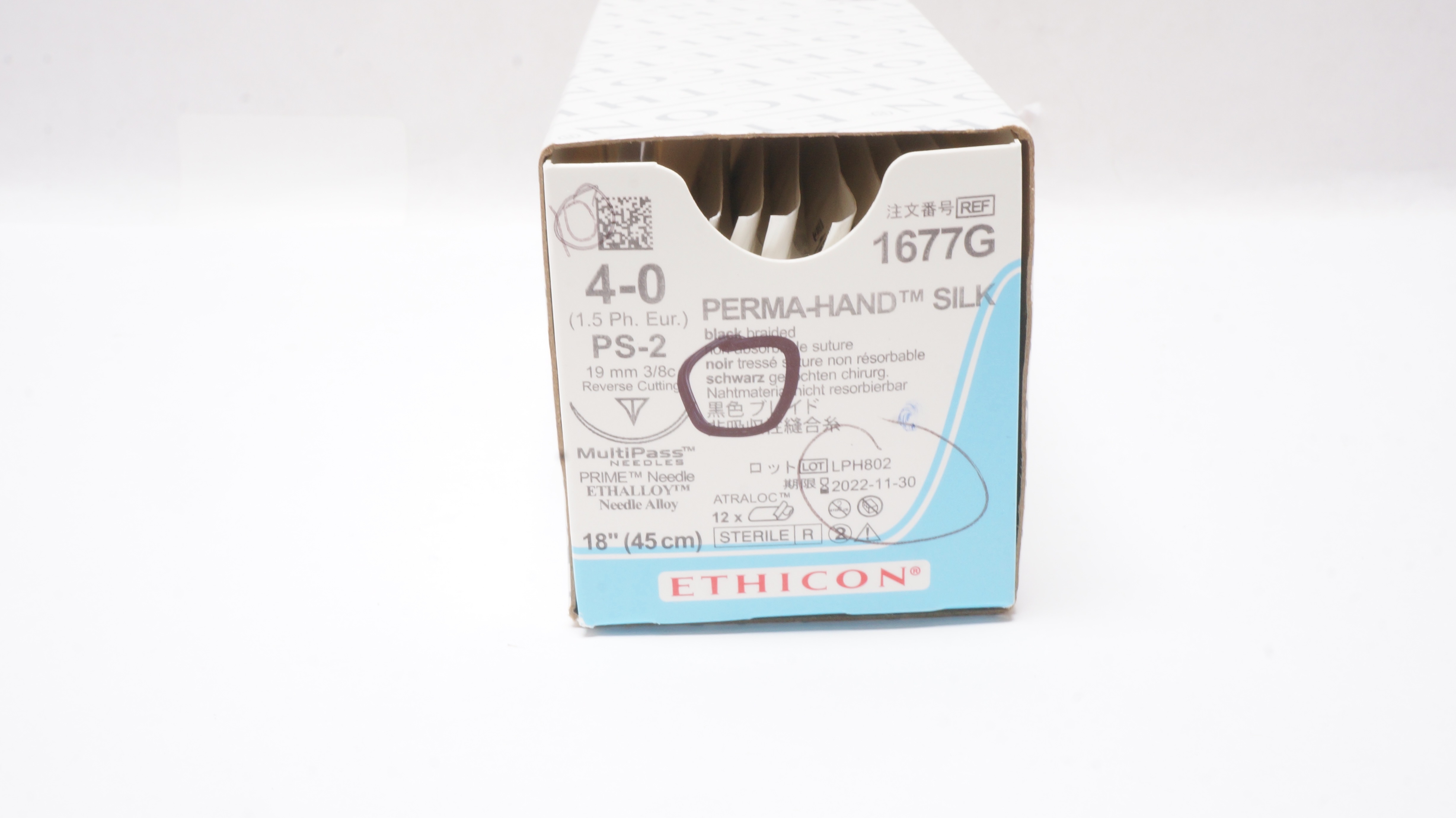 Ethicon 1677G 4-0 PERMA-HAND SILK PS-2 19mm 3/8c 18inch (x) - Box of 9