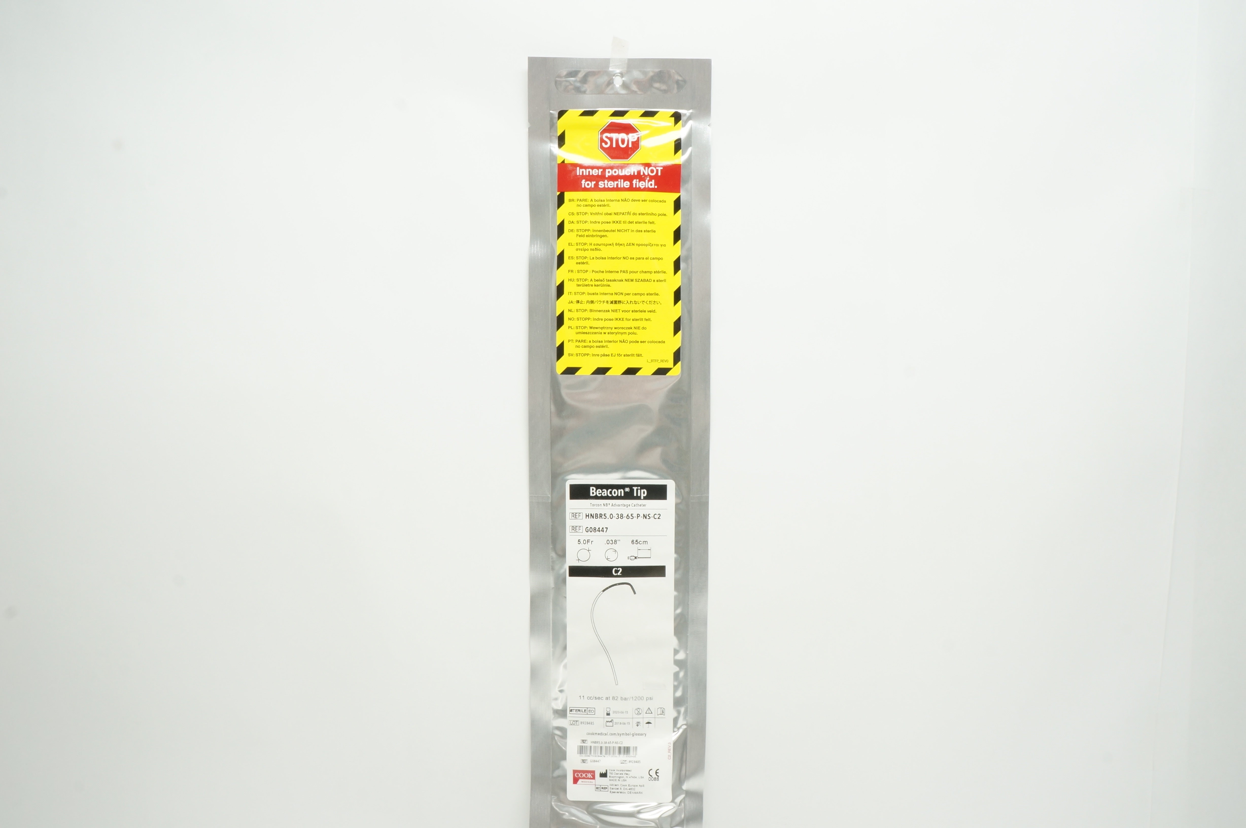 Cook Medical G08447 Beacon Tip Advantage Cath. C2 5.0Fr x .038in X 65cm (x)