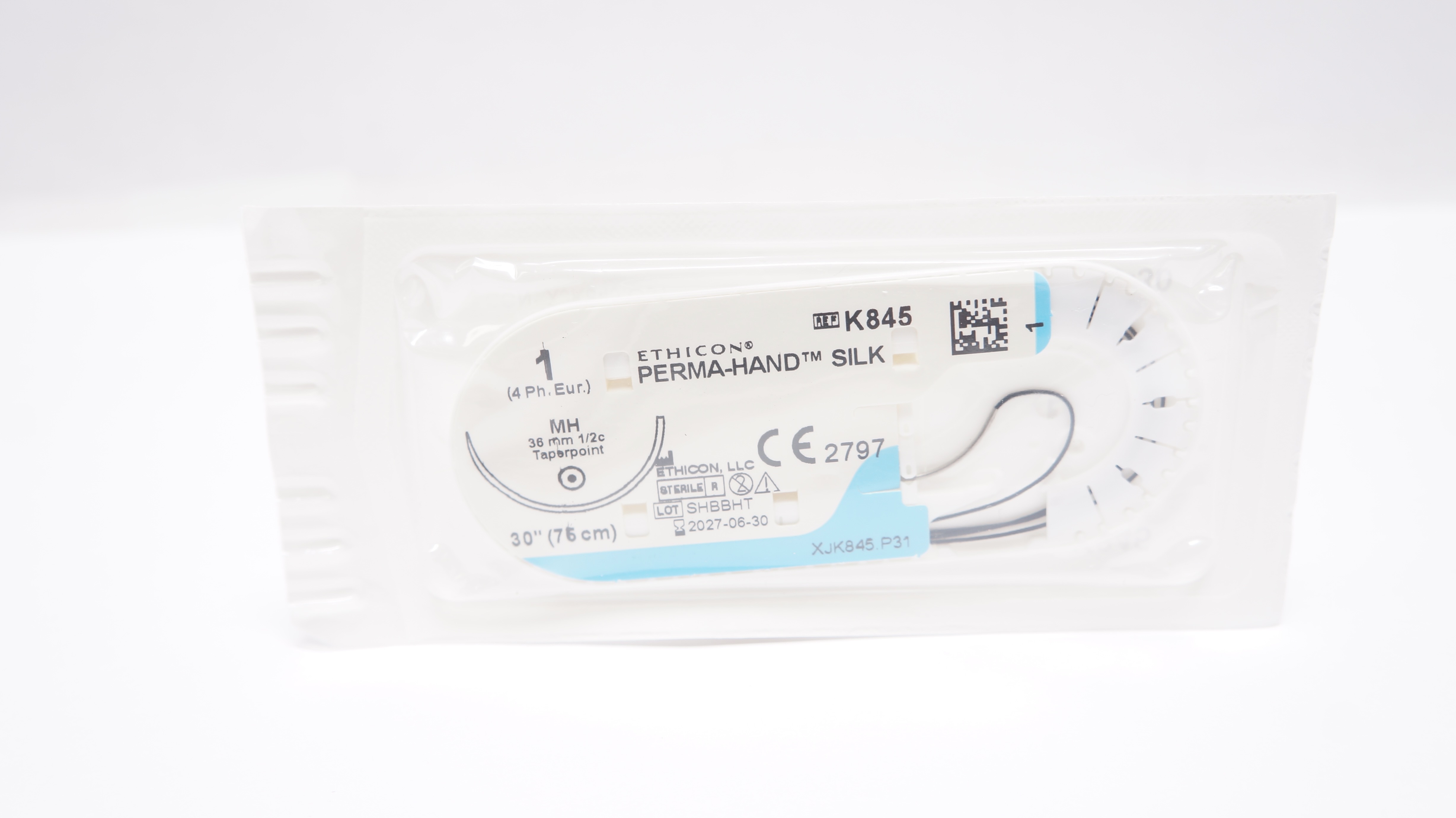 Ethicon K845 1 PERMA-HAND SILK Stre MH 36mm 1/2c Taperpoint, 30inch