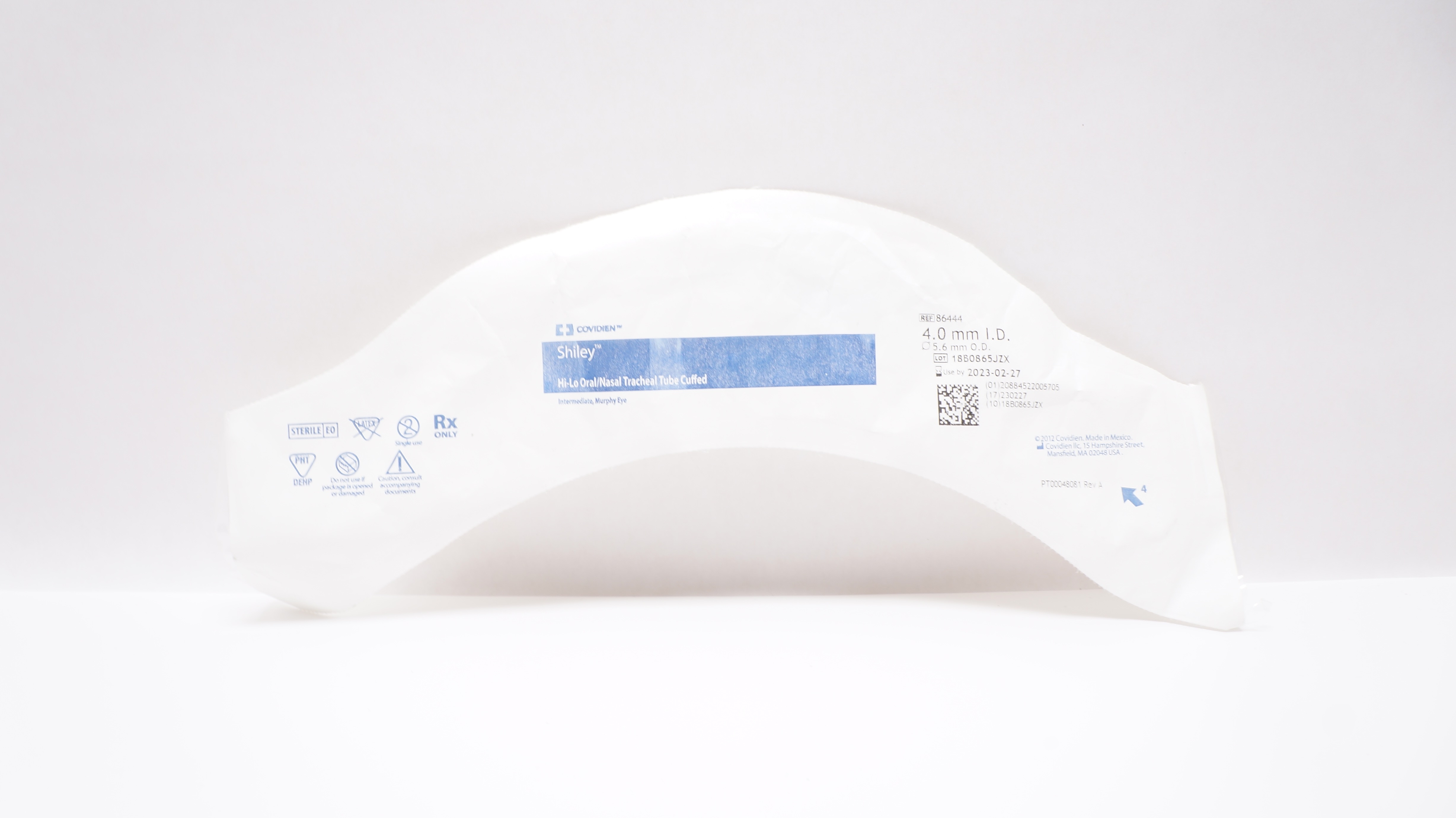 Covidien 86444 Shiley Hi-Lo Oral/Nasal Tracheal Tube Cuffed 4.0 ID x 5.6mm OD(x)