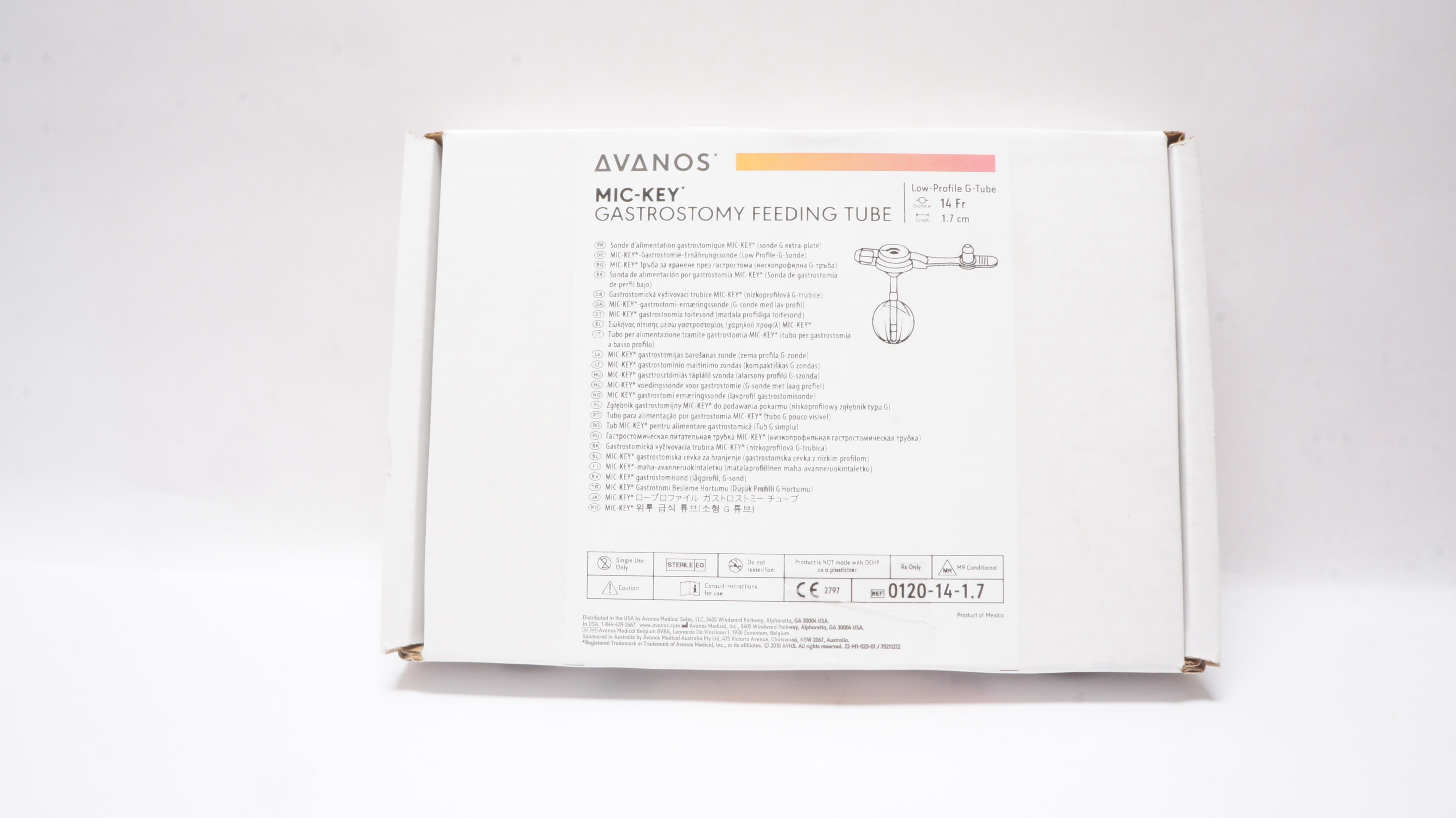 Avanos 0120-14-1.7 MIC-KEY Gastrostomy Feeding Tube 14Fr x 1.7cm