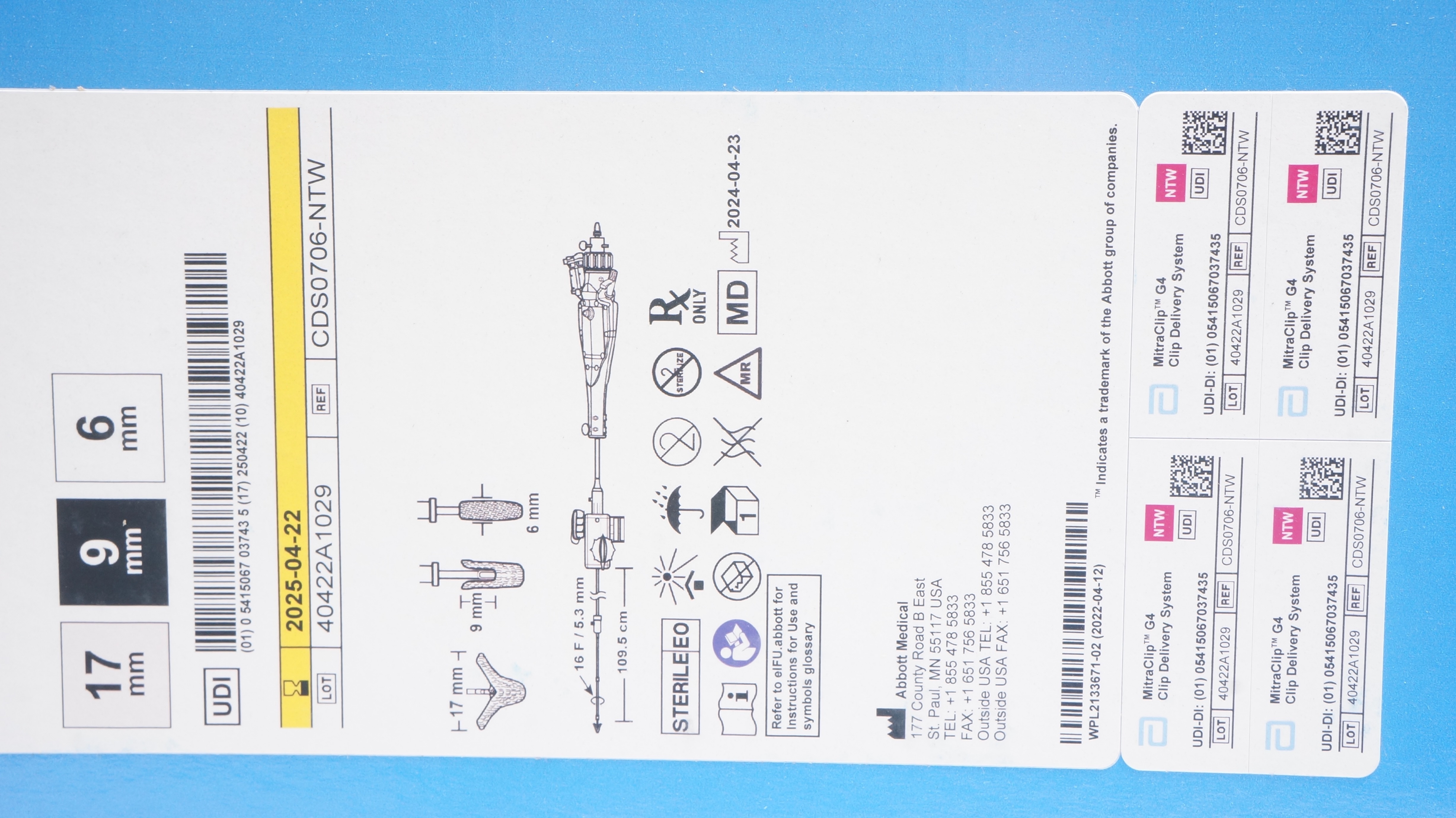 Abbott CDS0706-NTW MitraClip G4 Clip Delivery System 17mm x 9mm x 6mm