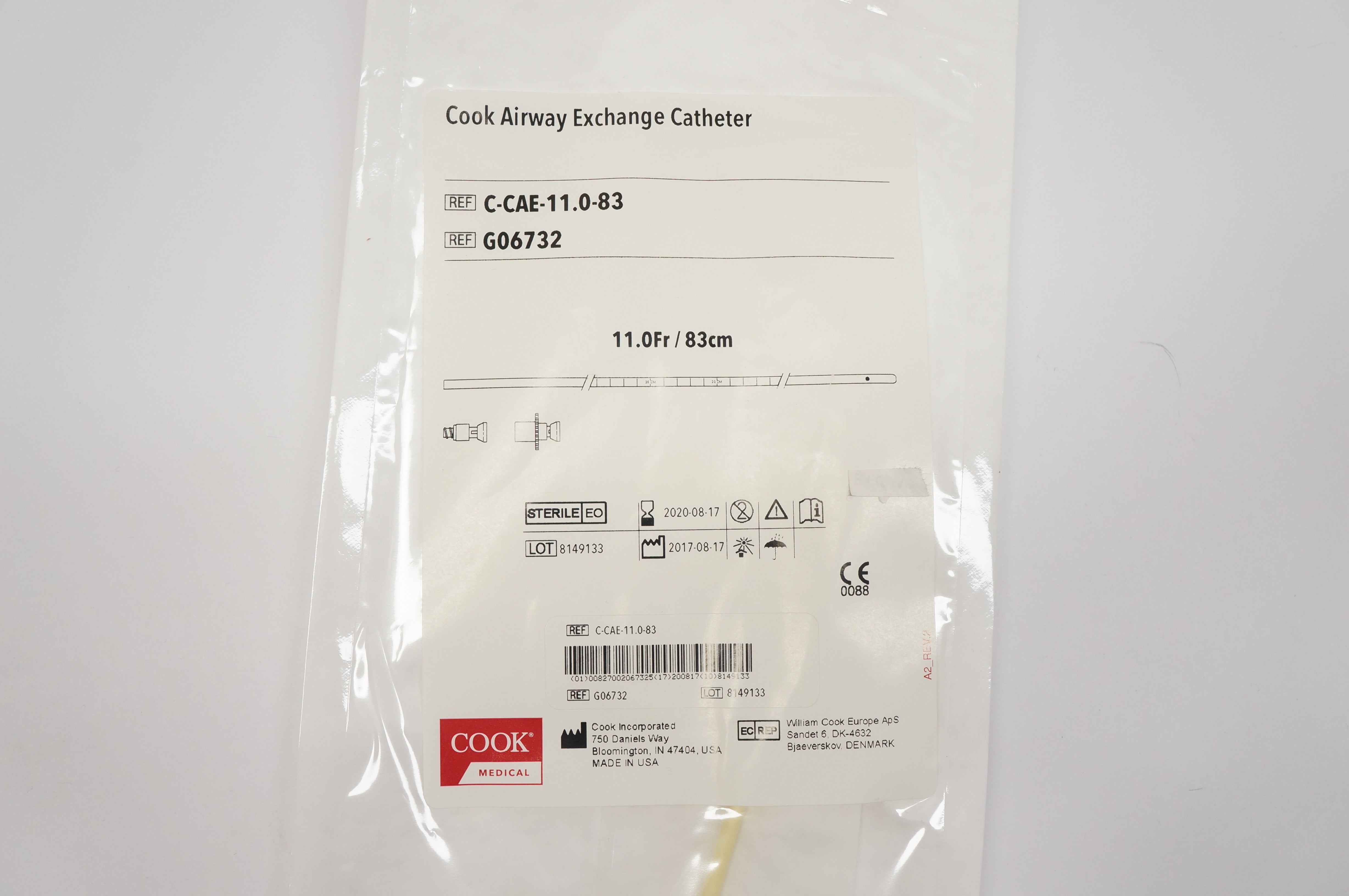 Cook Rapi Fit Cook G06732 Airway Exchange Cath. with Rapi-Fit Adapters 11Fr. (x)
