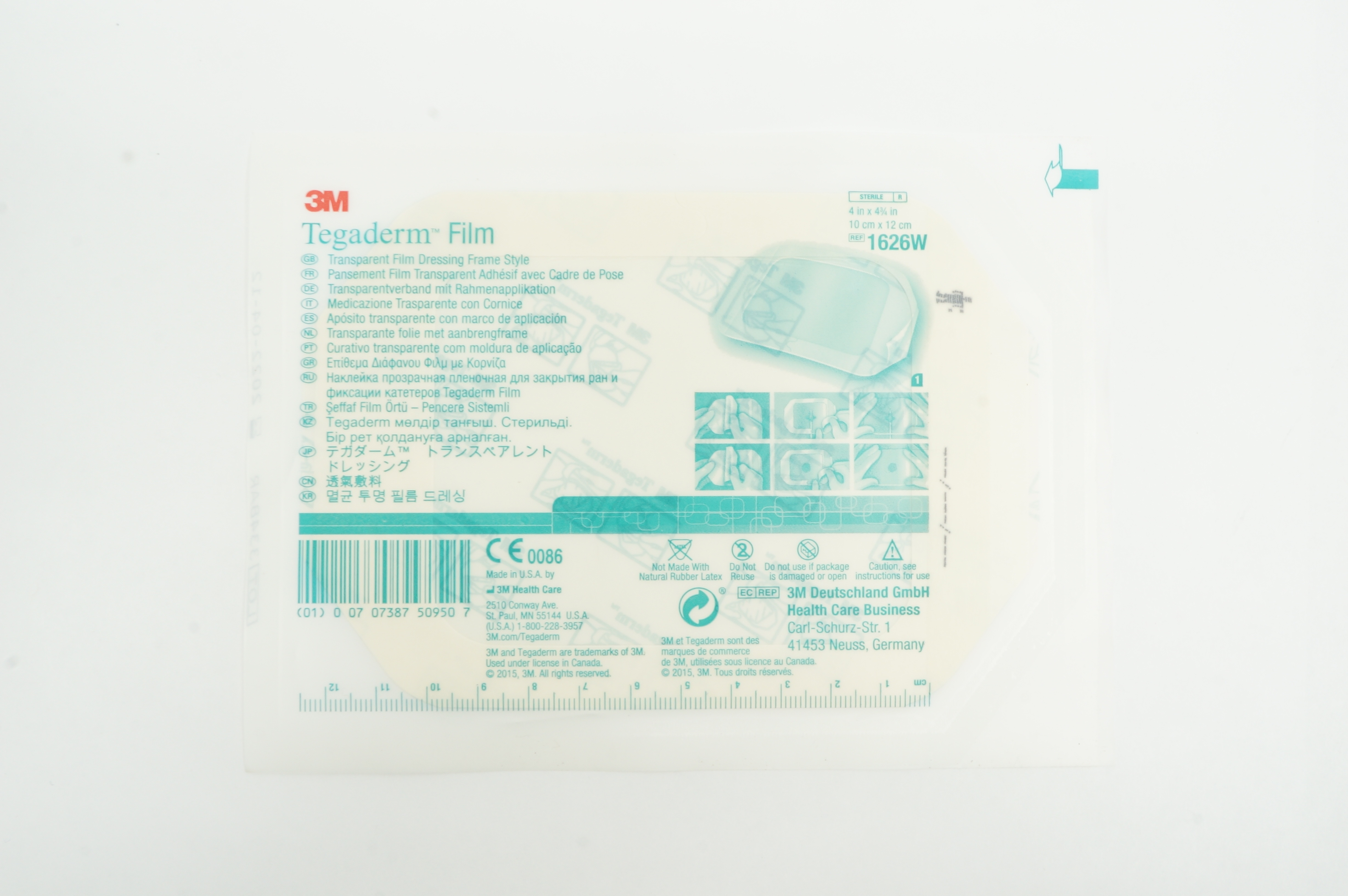 3M 1626W Tegaderm Film Transparent Film Dressing Frame Style 4inch x 4-3/4inch