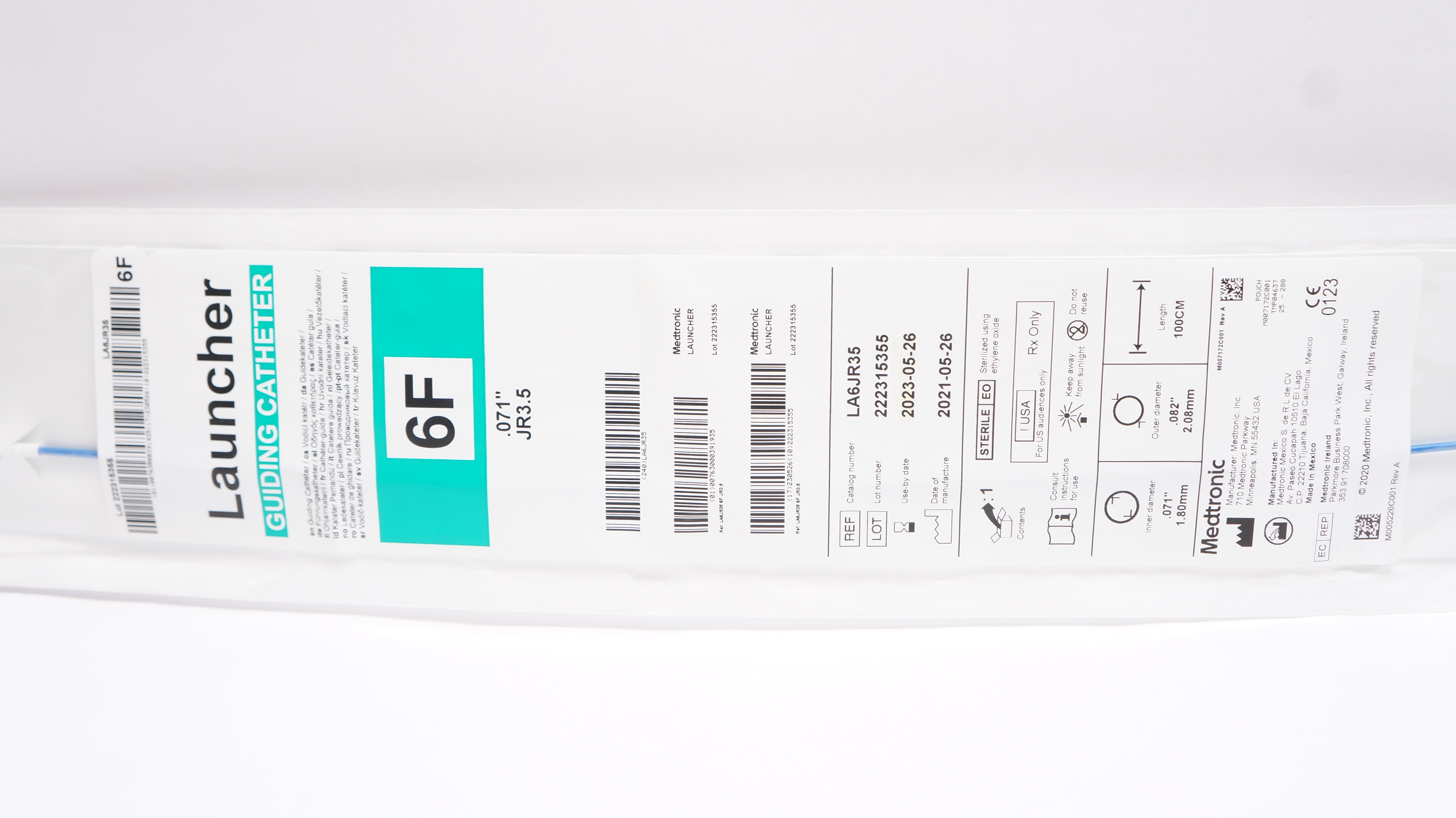 Medtronic LA6JR35 Launcher Guiding Cath. JR3.5 6F x .071inch (x)