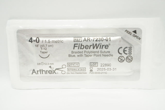 Arthrex AR-7230-01 4-0 FiberWire Braided Stre T-12 12.3mm 3/8 Taper, 18inch
