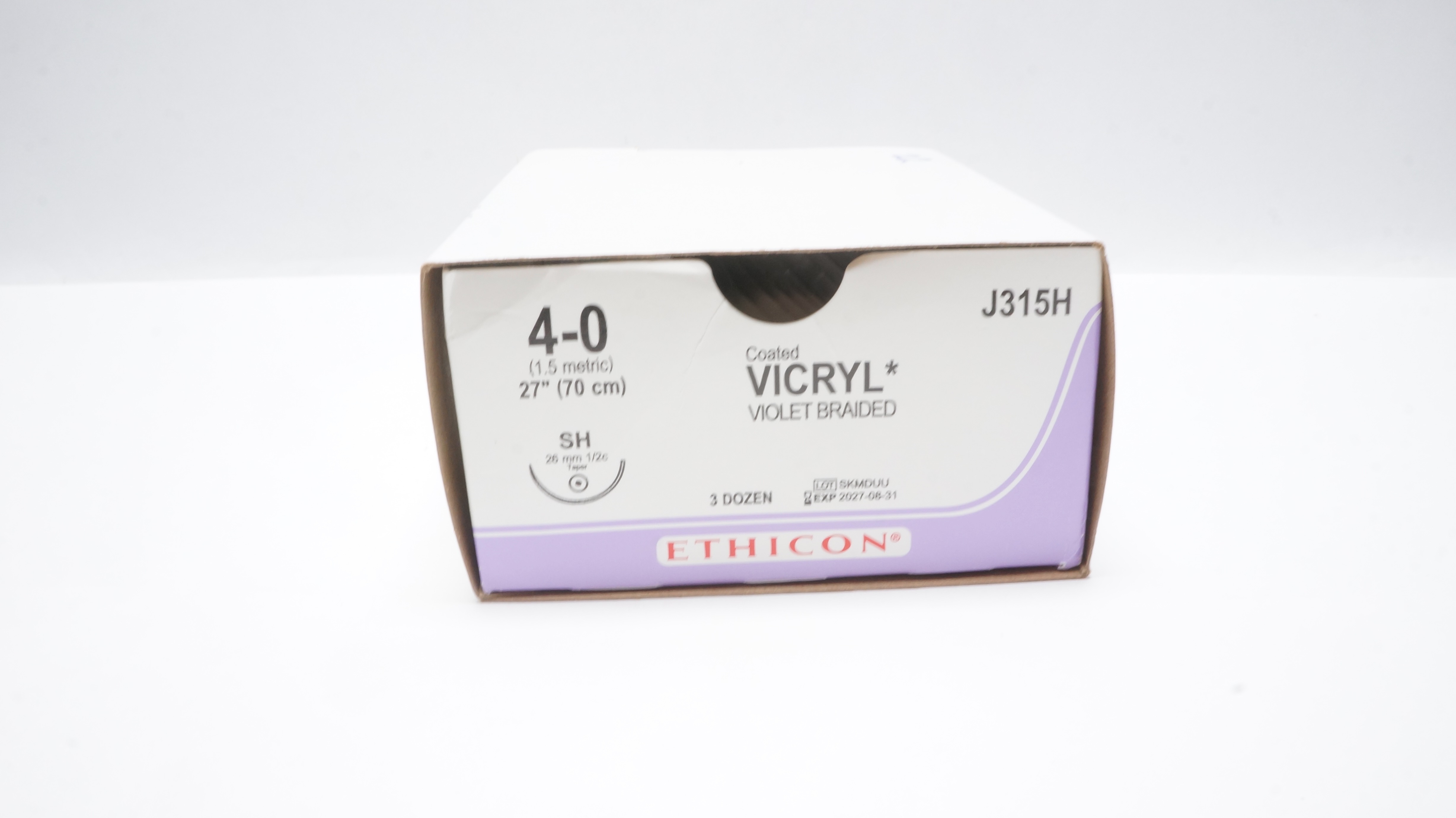 Ethicon J315H 4-0 Coated Vicryl Stre SH 26mm 1/2c Taper 27inch - Box of 22