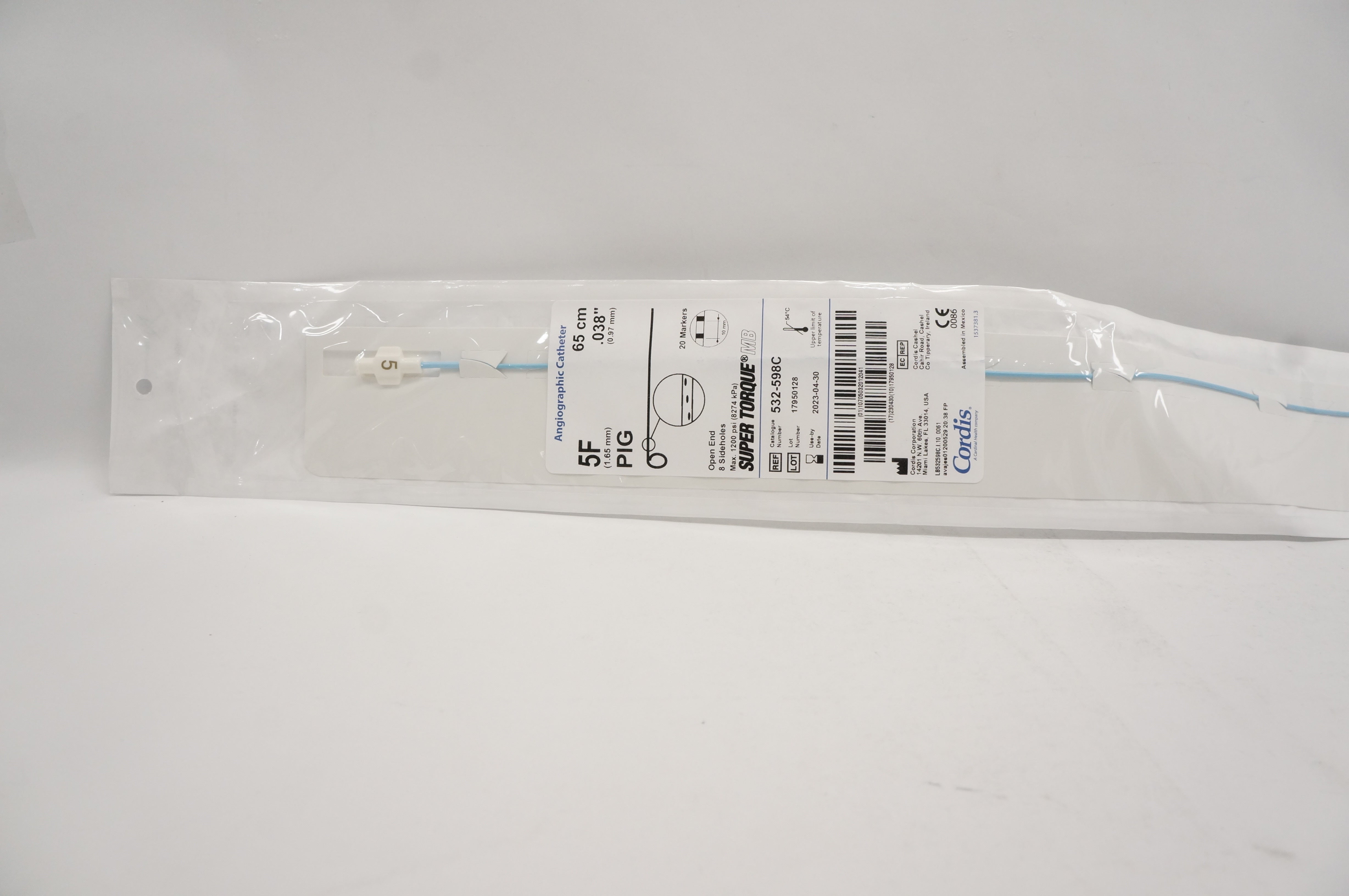 Cordis 532598C SUPER TORQUE Angiographic Catheter 5F x 0.038inch