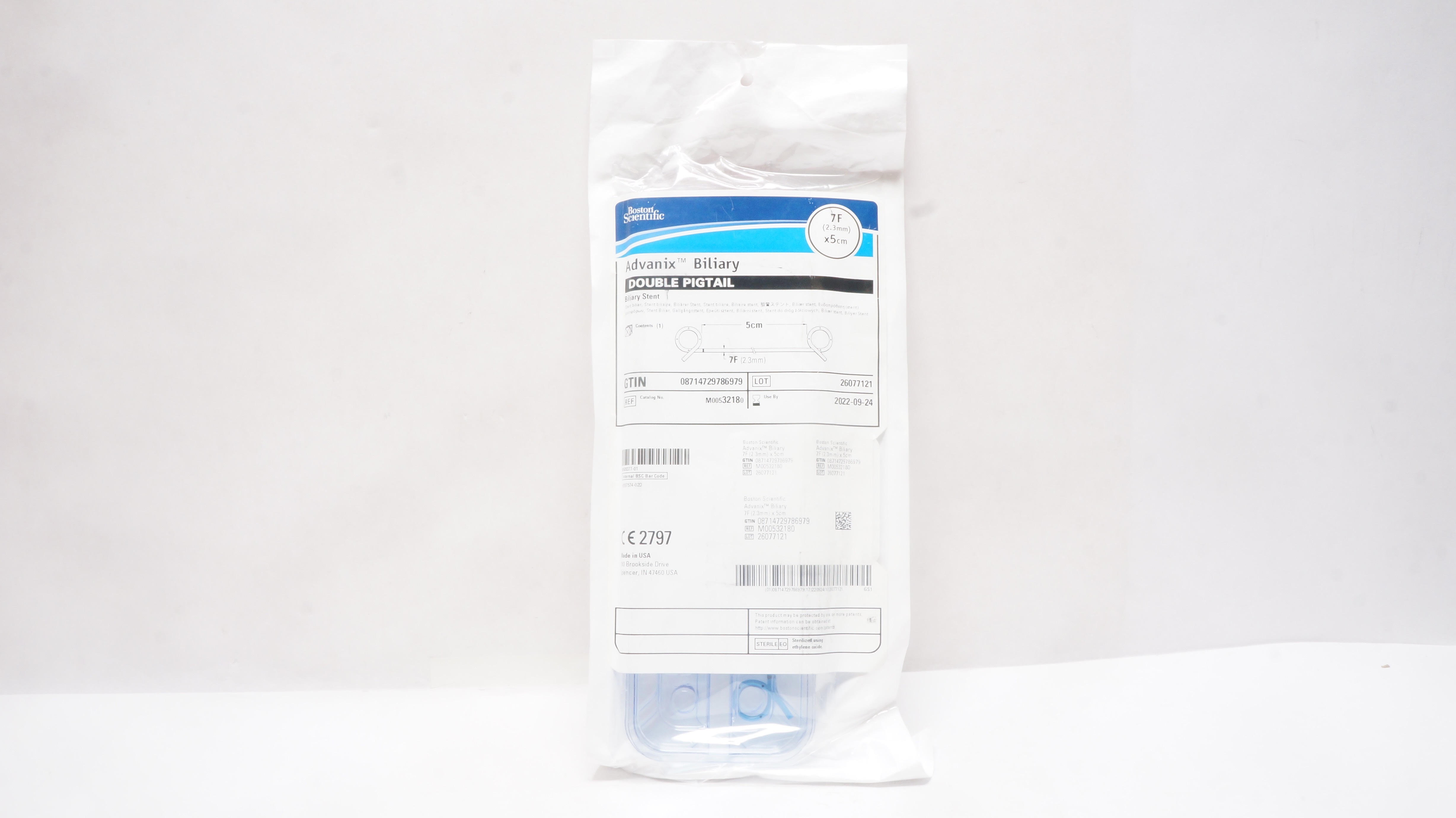 Boston Scientific M00532180 Advanix Biliary Stent Double Pigtail 7F x 5cm (x)