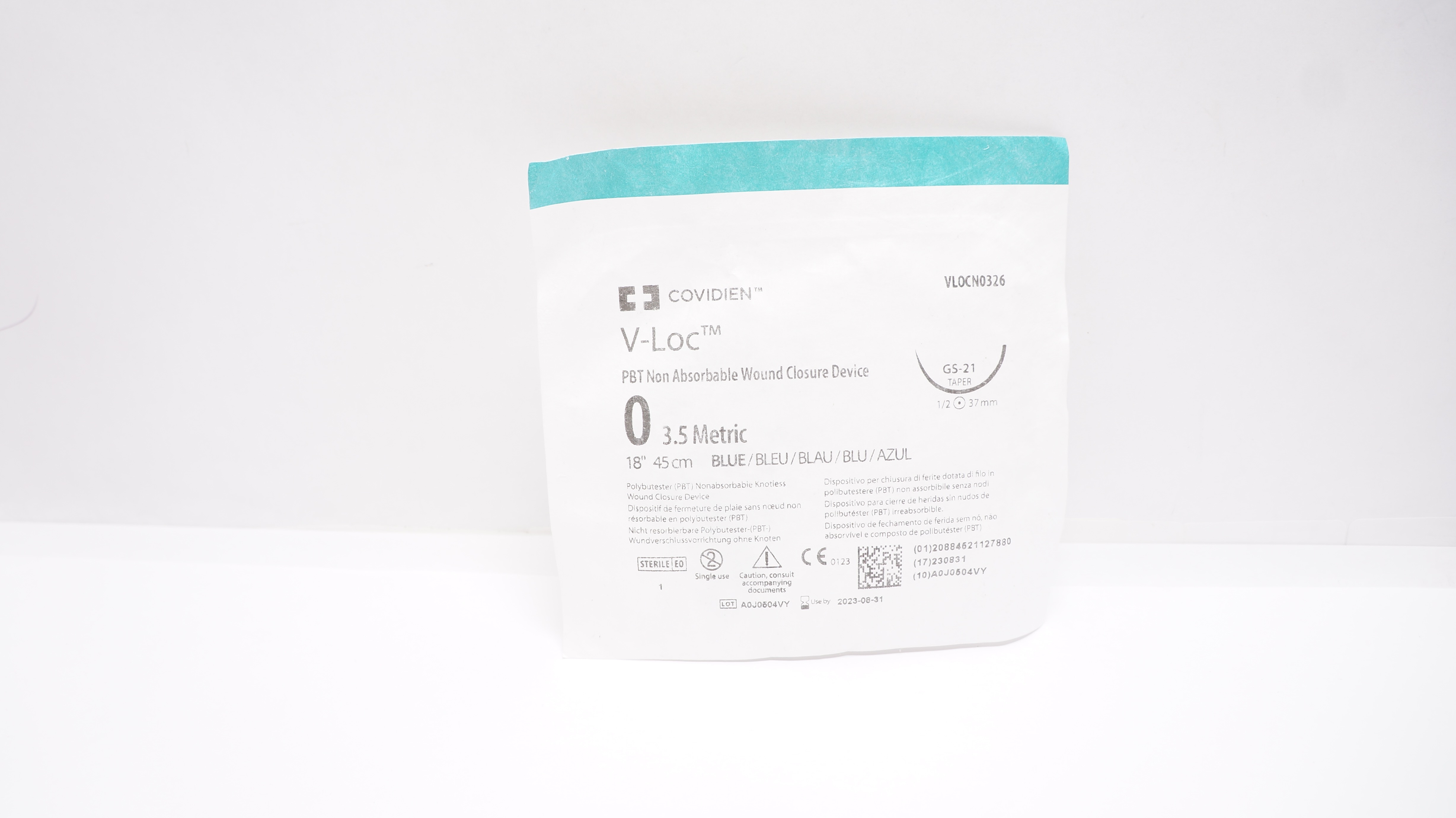 Covidien VLOCN0326 0 PBT Wound Closure Device, GS-21, Taper 1/2c 37mm, 18in. (x)