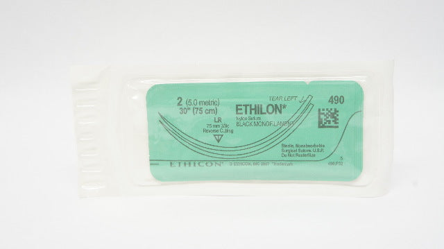 Ethicon 490 2 ETHILON, LR, 75mm 3/8c Reverse Cutting, 30inch (x)