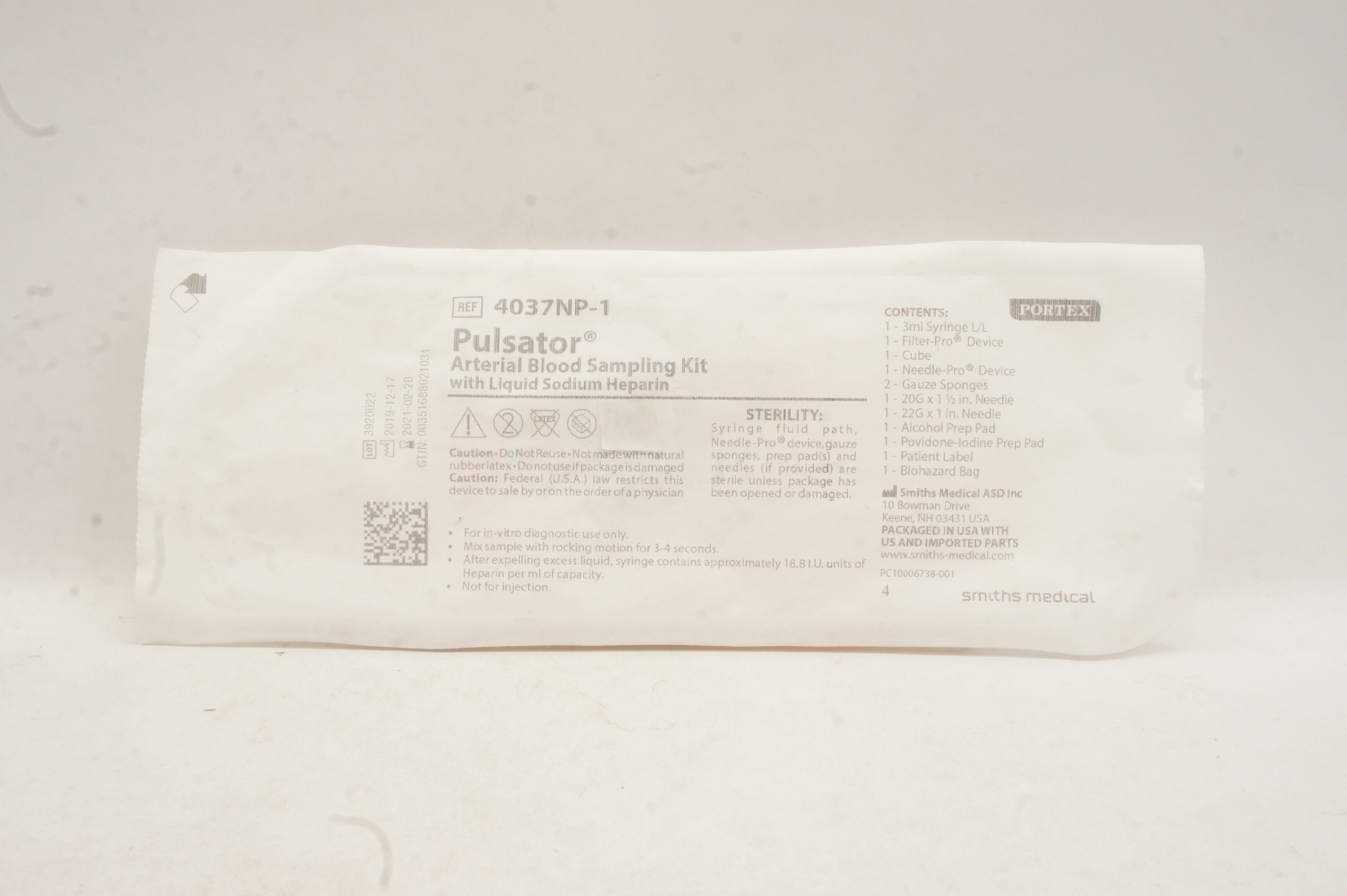 Smiths Medical 4037NP-1 Portex Pulsator Arterial Blood Sampling Kit (x)