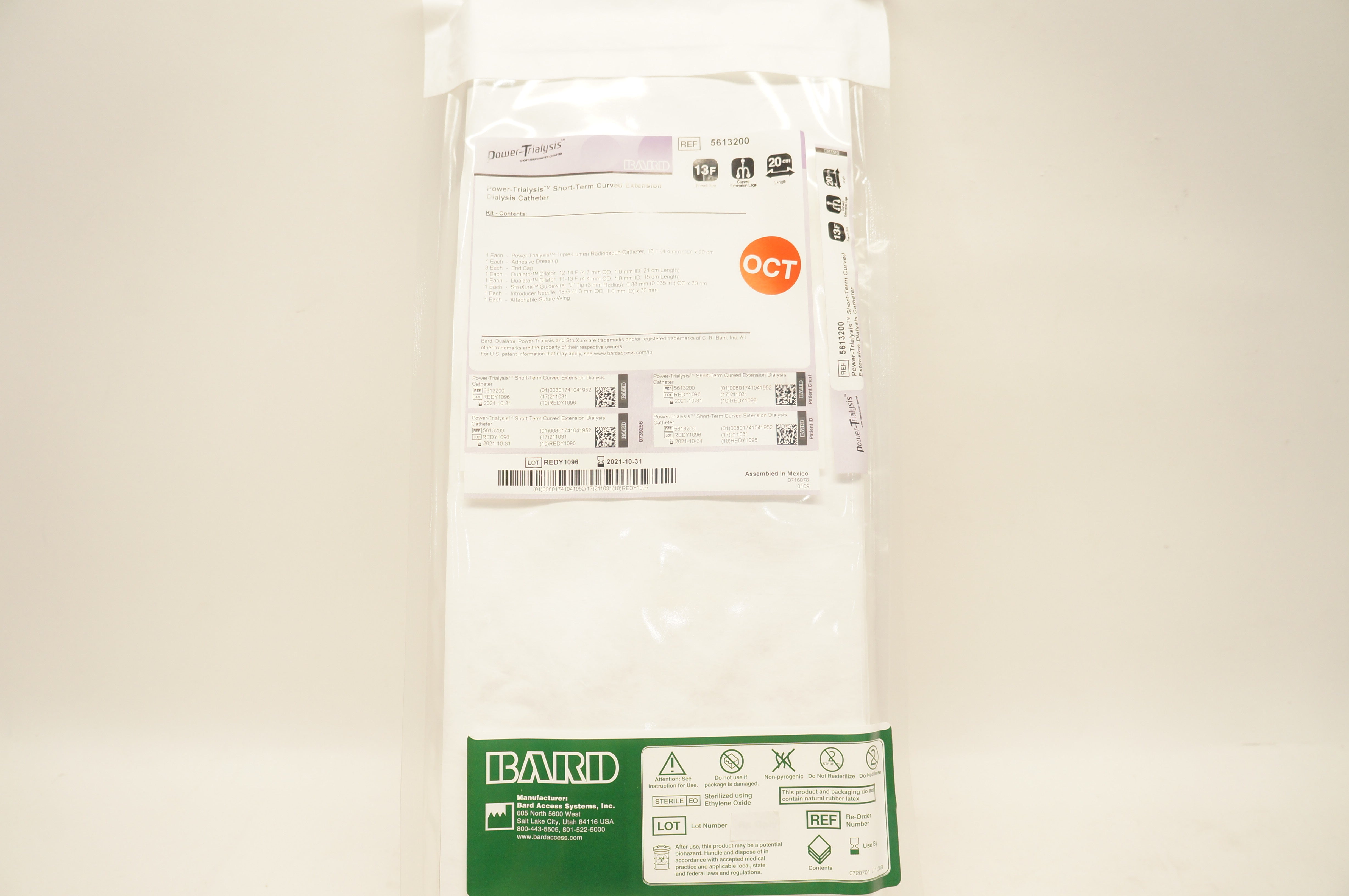 Bard 5613200 Power-Trialysis Short-Term Curved Extension Dialysis Cath 13F (x)