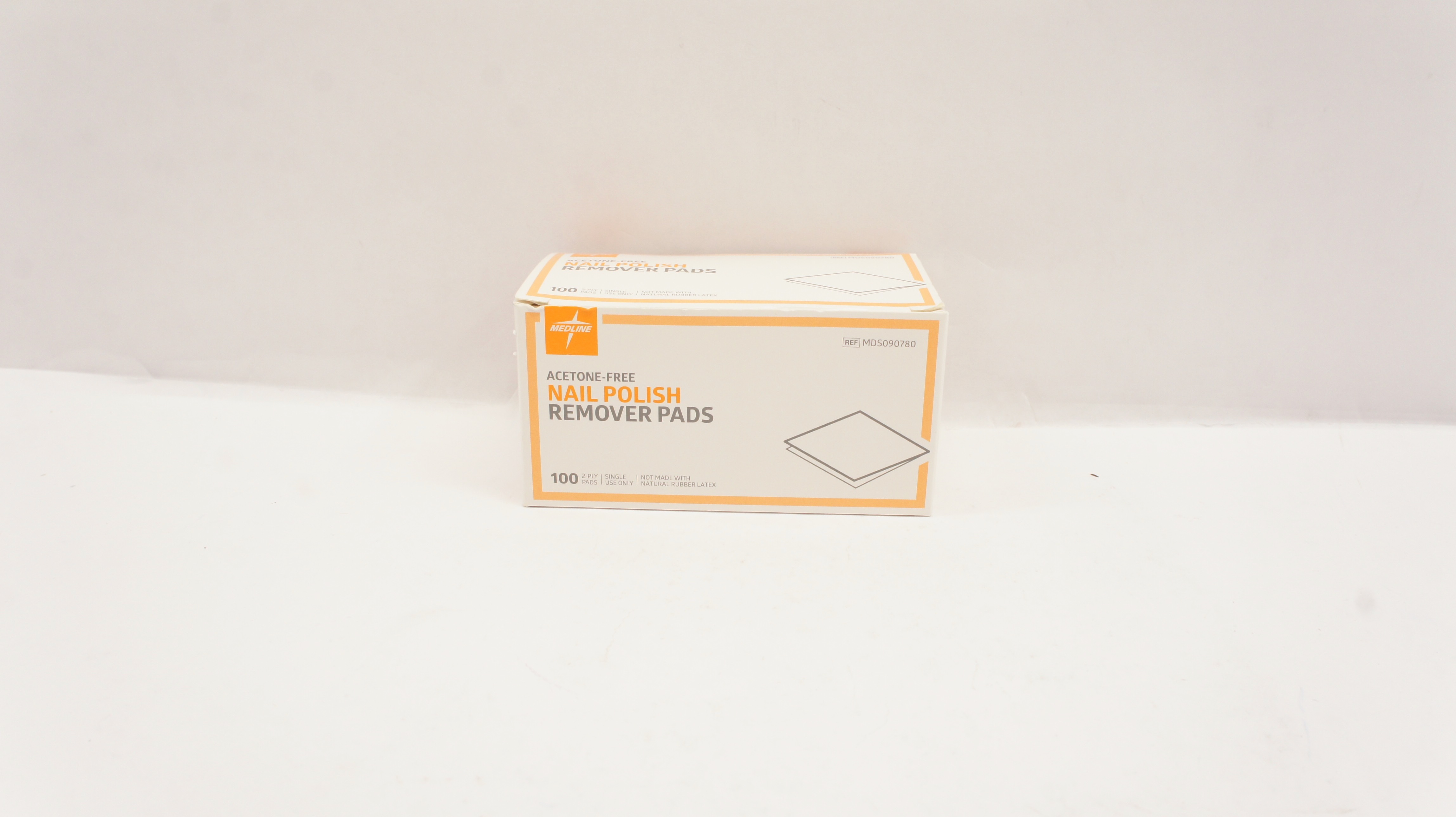 Medline MDS090780 Acetone-Free Nail Polish Remover Pads 2-Ply - Box of 100
